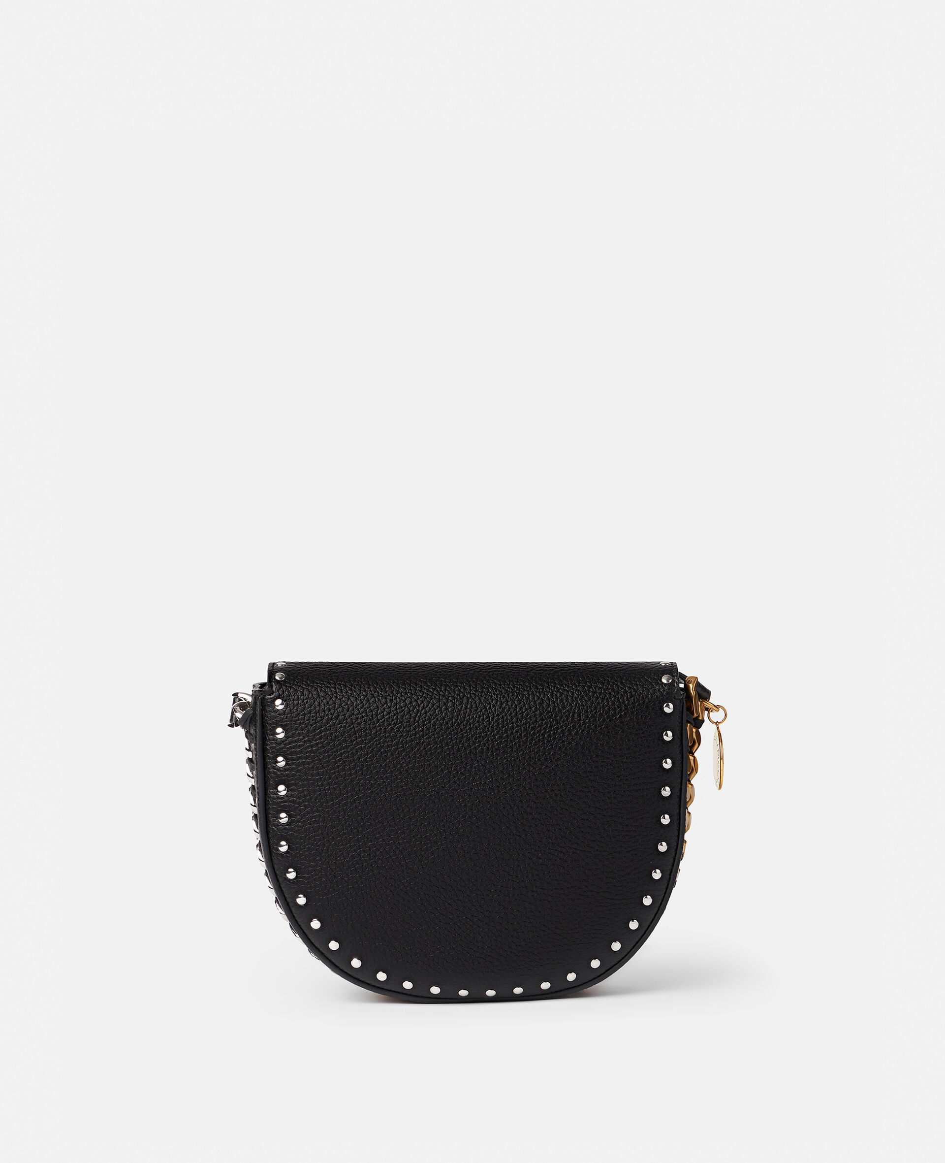 Frayme Studded Grainy Alter Mat Medium Flap Shoulder Bag-Black-large image number 2