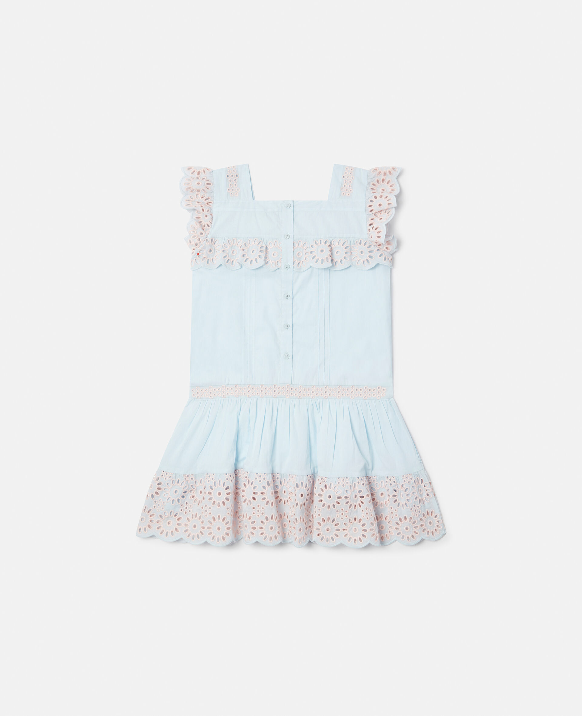 Broderie Anglaise Trim Dress-Blue-large image number 2