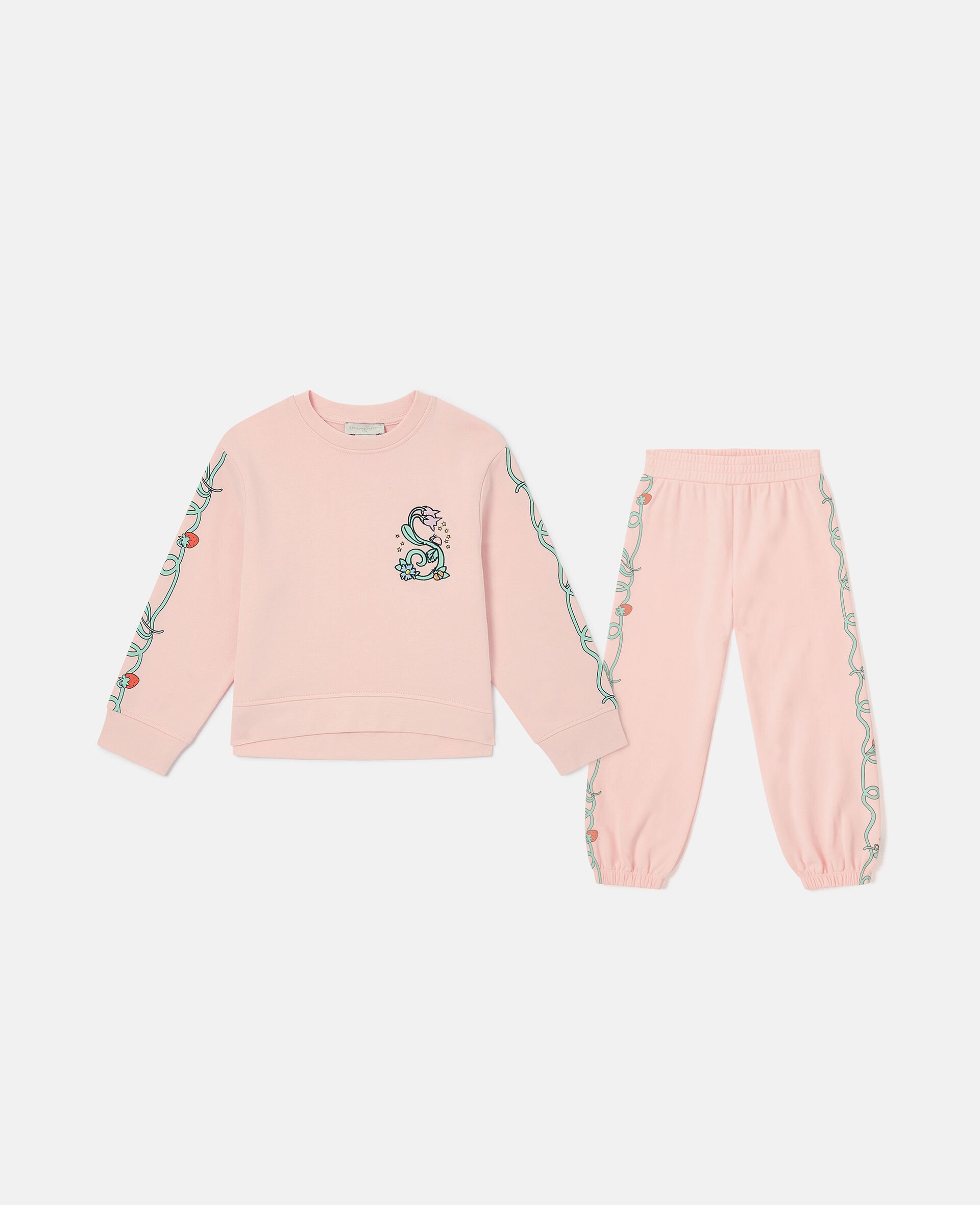 Floral Graphic Tracksuit Set-Pink-medium