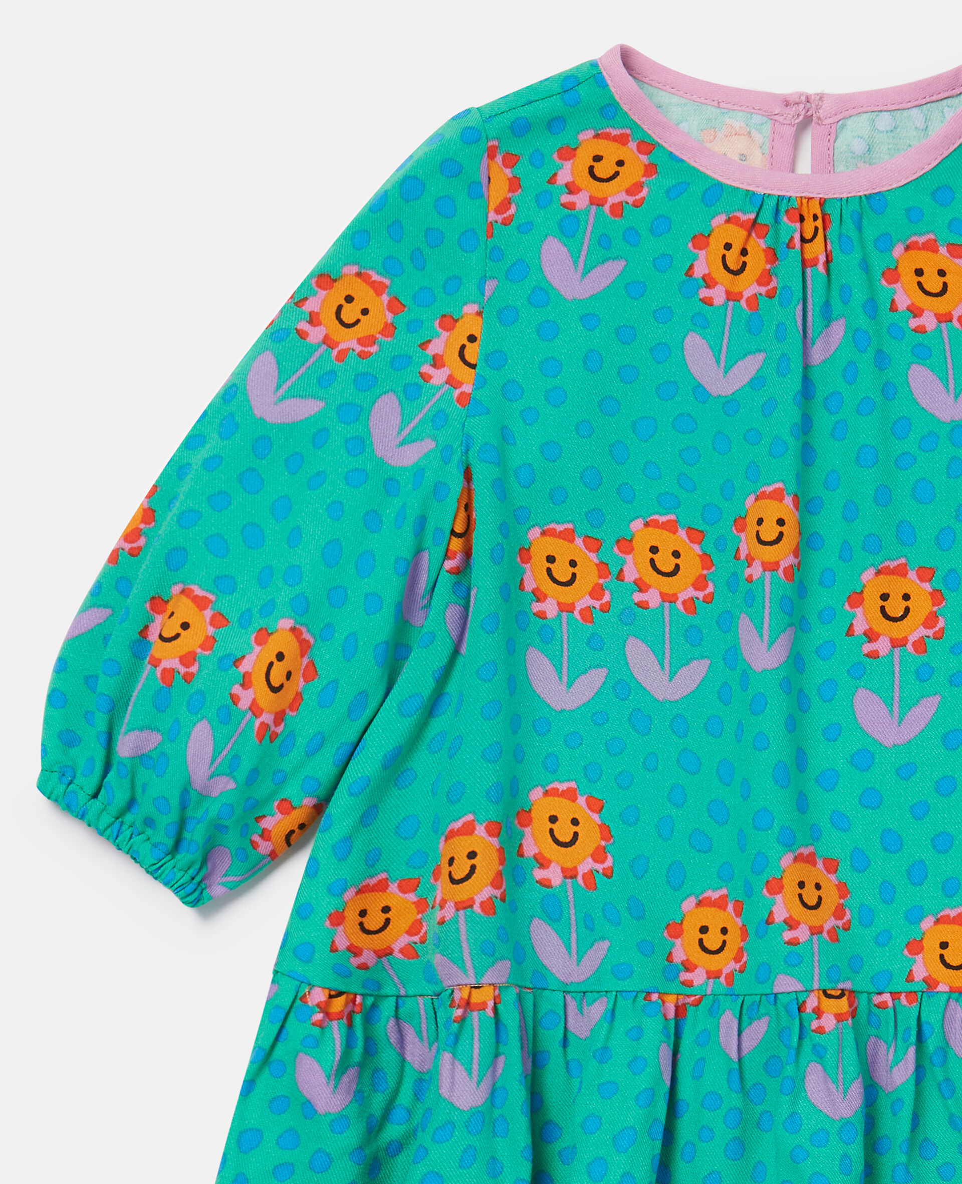 Folk Flower Print Dress and Bloomers Set-Green-large image number 1