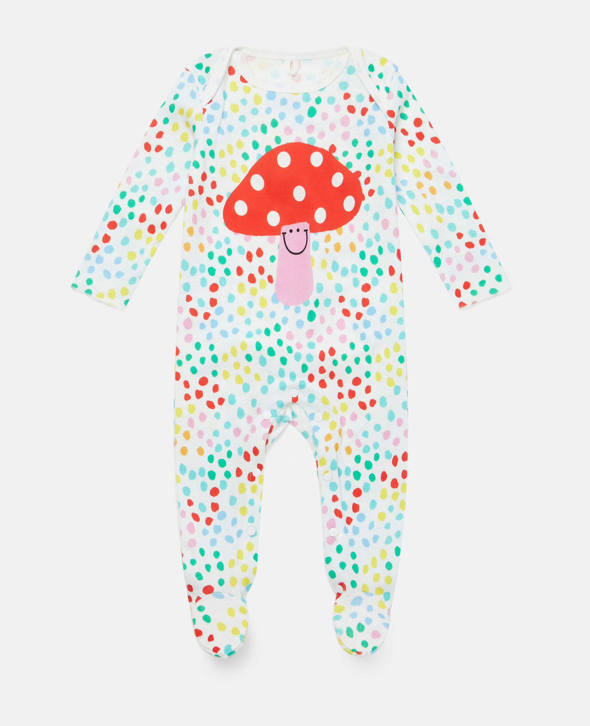 Jersey Cotton Mushroom Print Bib and Bodysuit Set-White-large image number 1
