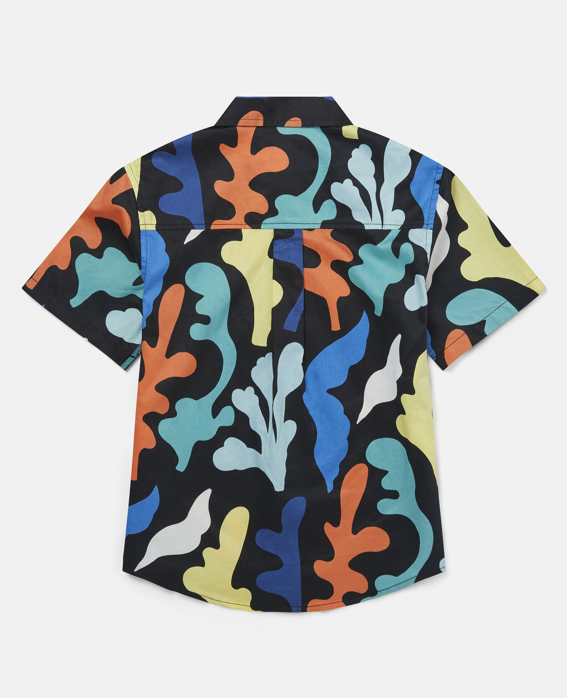 海草印花棉质缎面衬衫-黑色-large image number 2