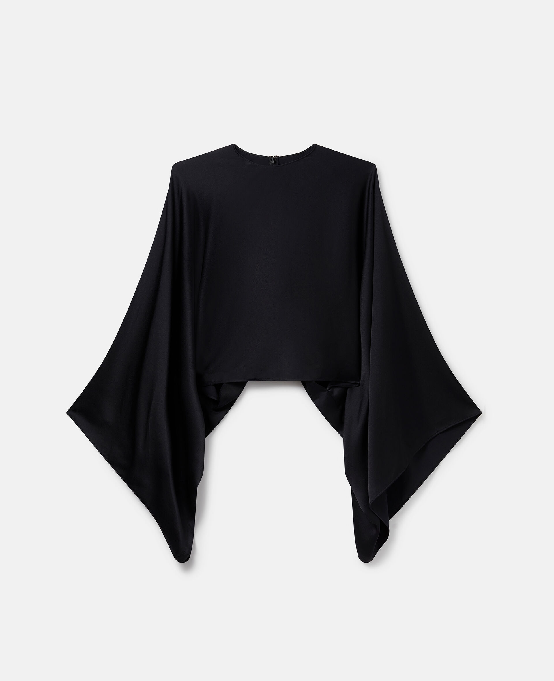 Flared Sleeve Satin Top -Grey-large image number 0