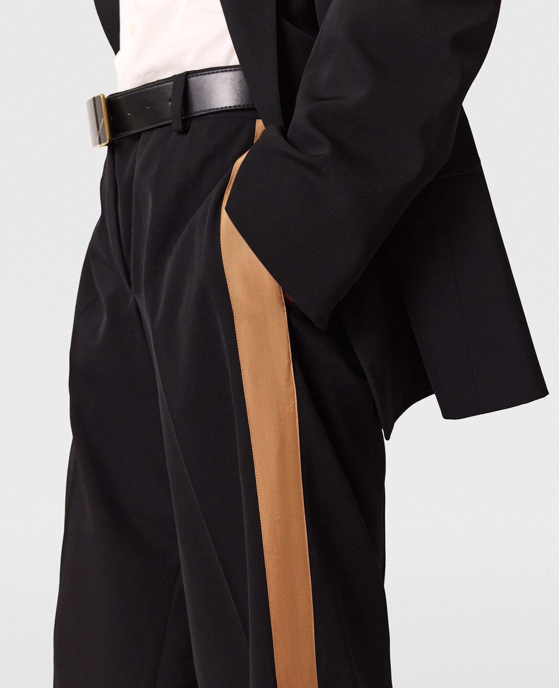 Pleated Wide-Leg Trousers-Black-large image number 2