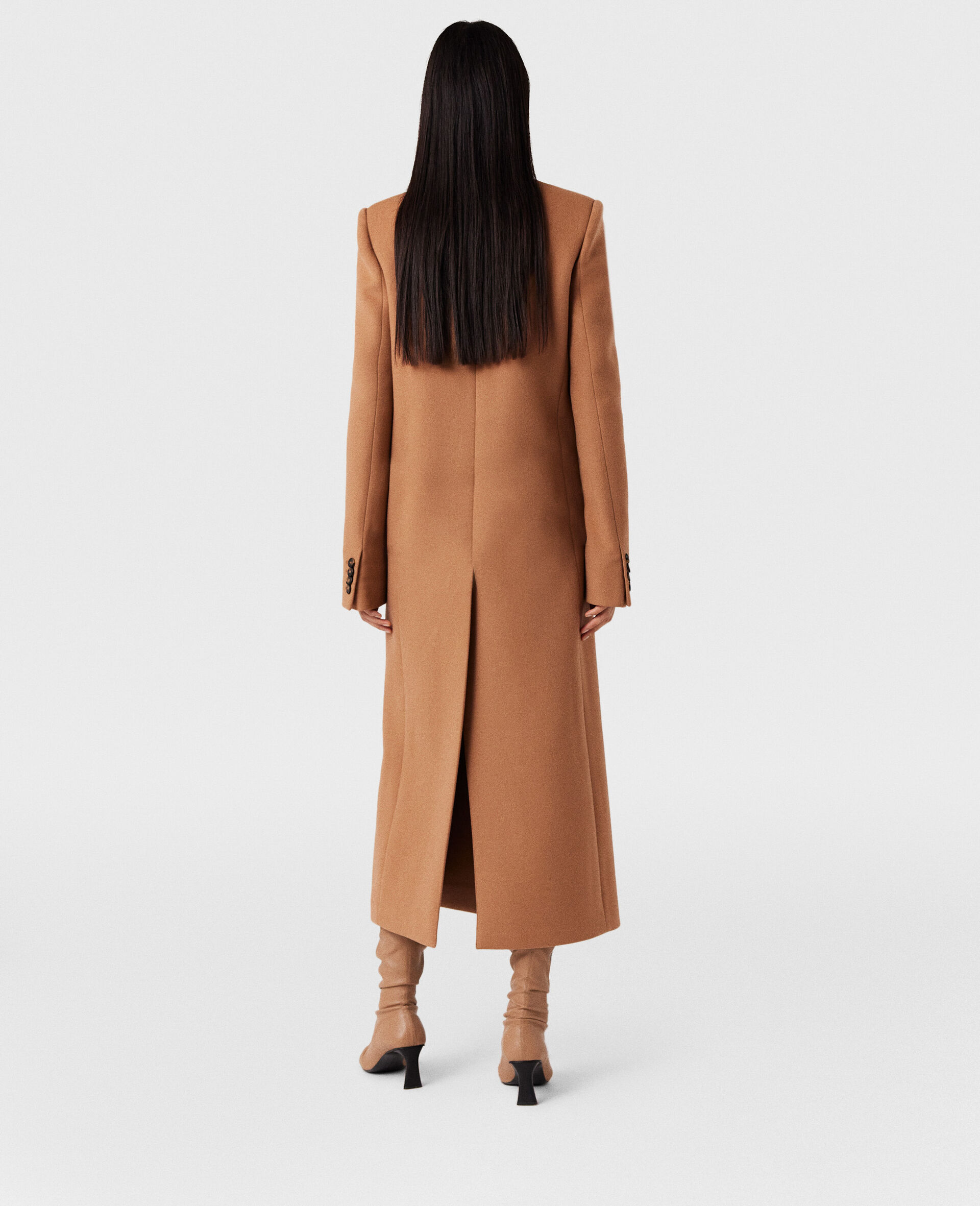 Double Breasted Longline Coat-Beige-large Double Breasted Longline Coat-Beige-large image number 4