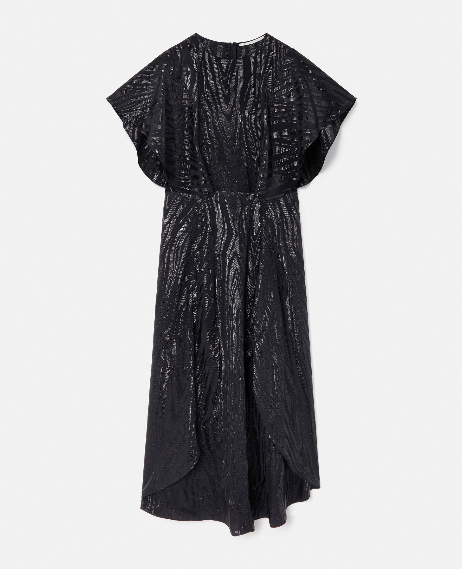 Robe midi en lurex imprime grain de bois-Noir-large image number 0