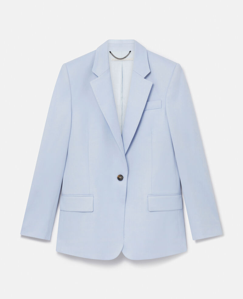 Blazer Boyfriend Slim Fit in Flanella di Lana-Blu-large image number 0