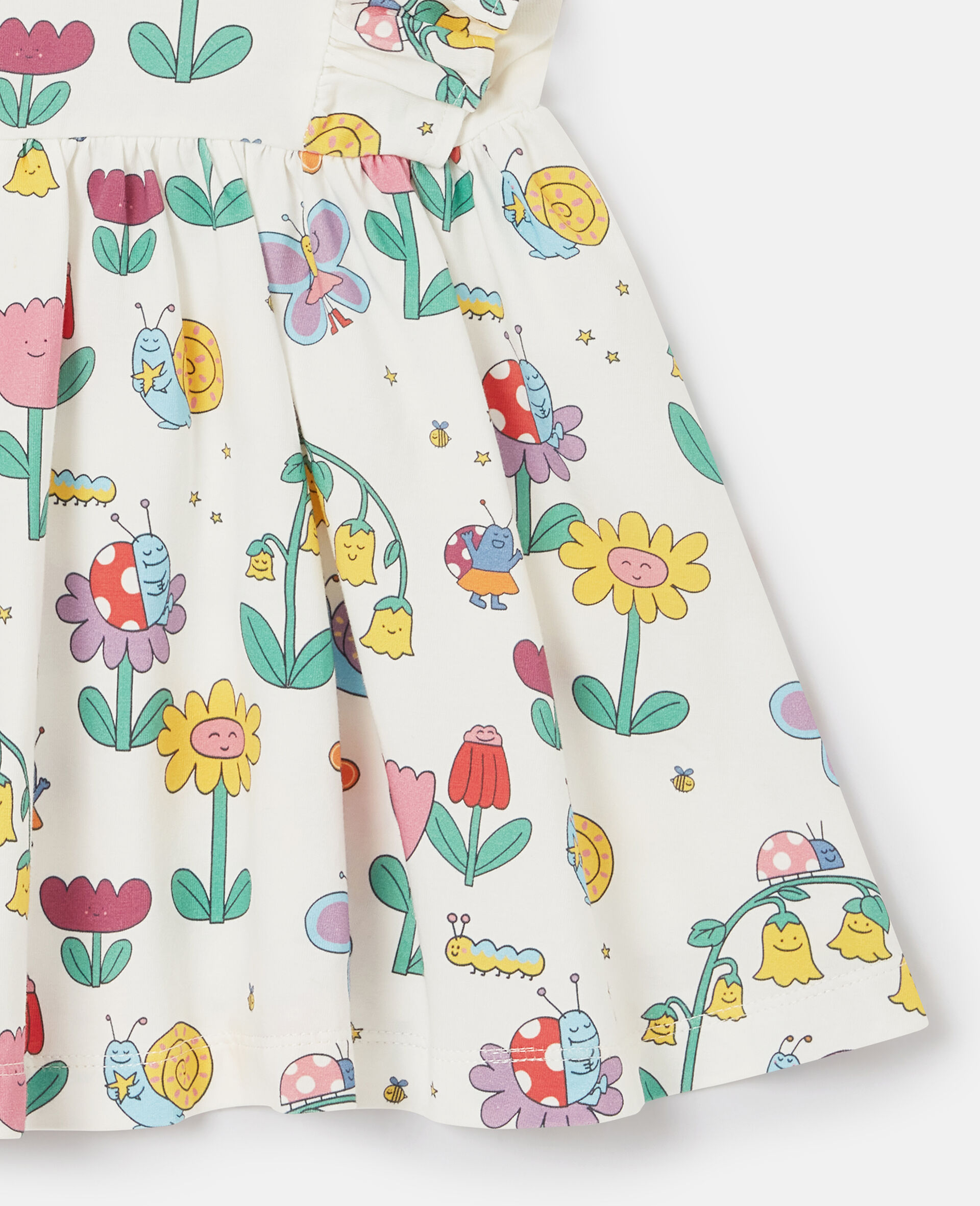 Floral Print Cap-Sleeve Dress-Multicolour-large image number 3