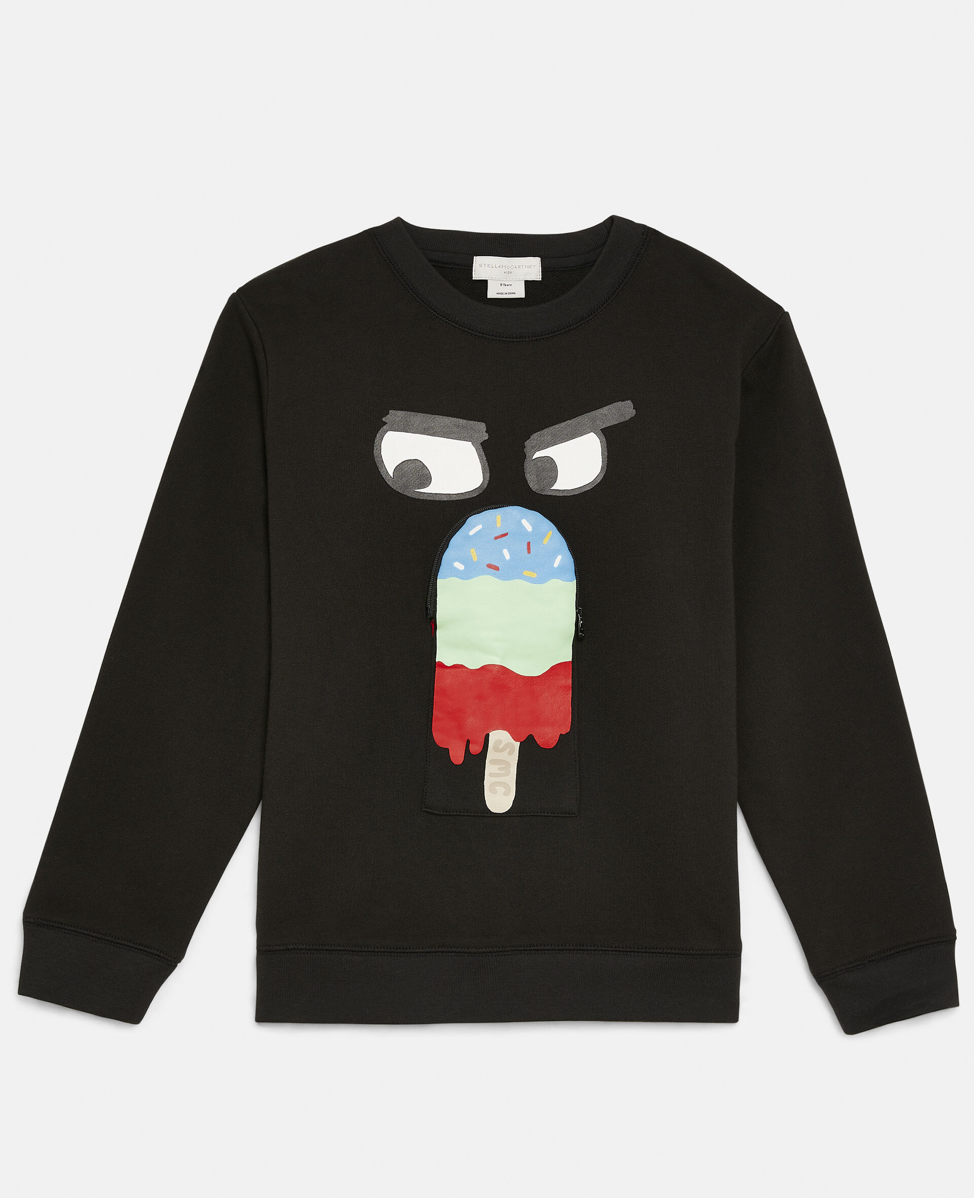 Ice Lolly Print Fleece Sweatshirt-Black-large image number 0