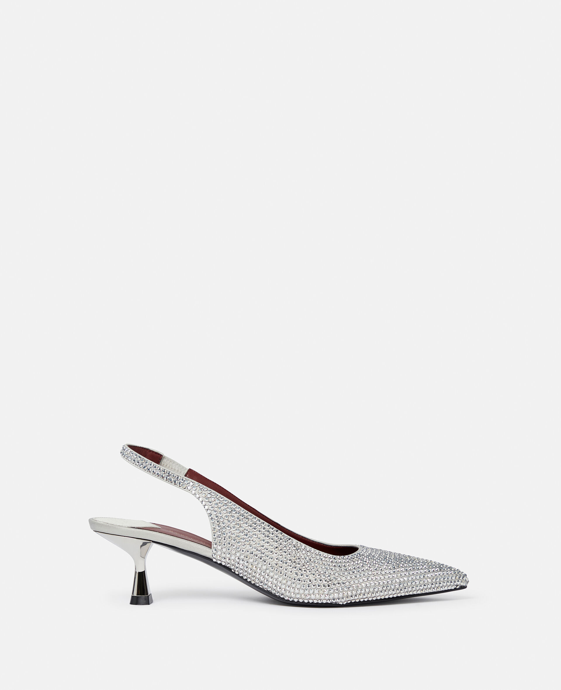 Crystal-Embellished Kitten Heel Slingbacks-Silver-large image number 0