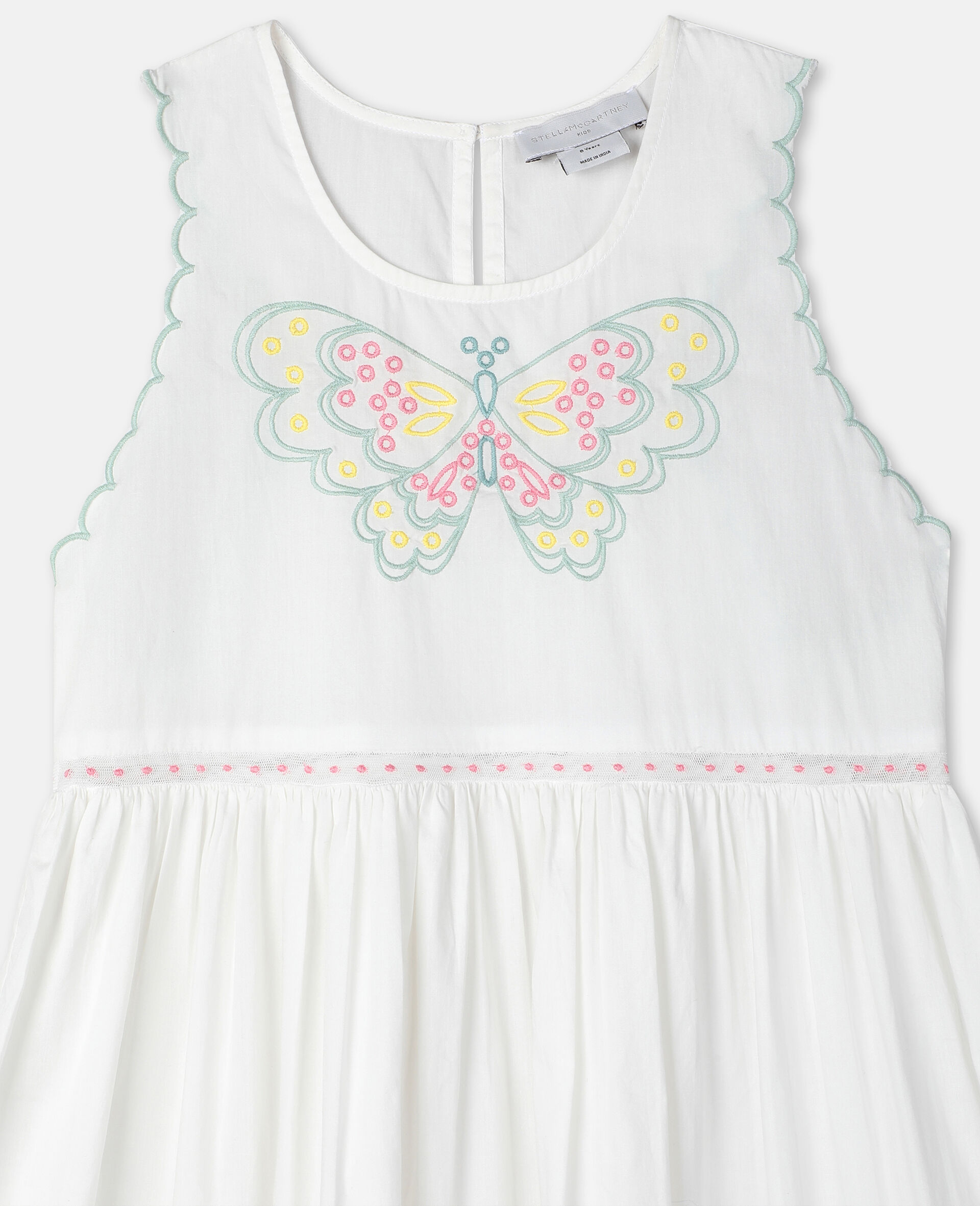 Embroidered Butterfly Cotton Dress-White-large image number 2