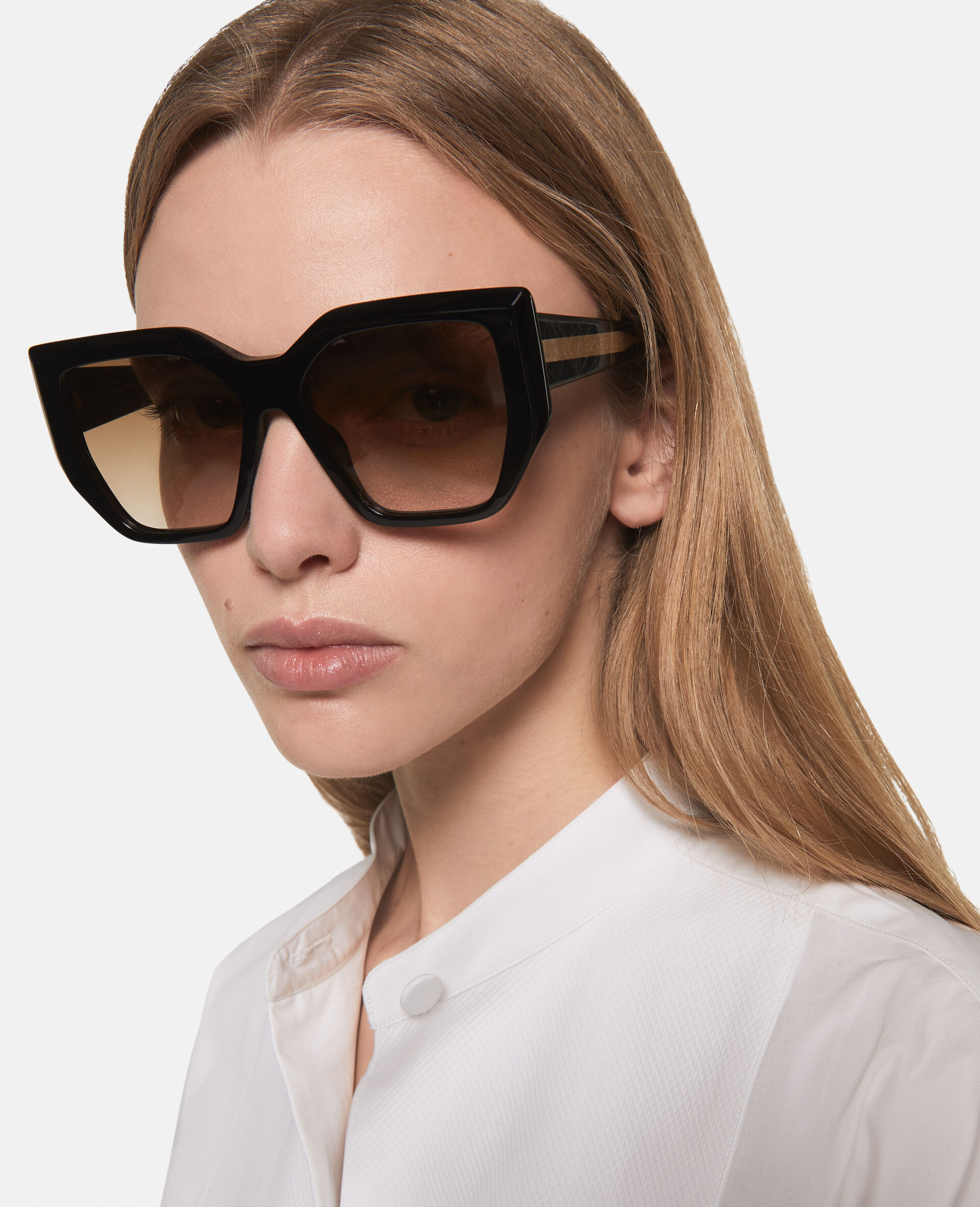 Chunky Square Cat-Eye Sunglasses-Black-medium