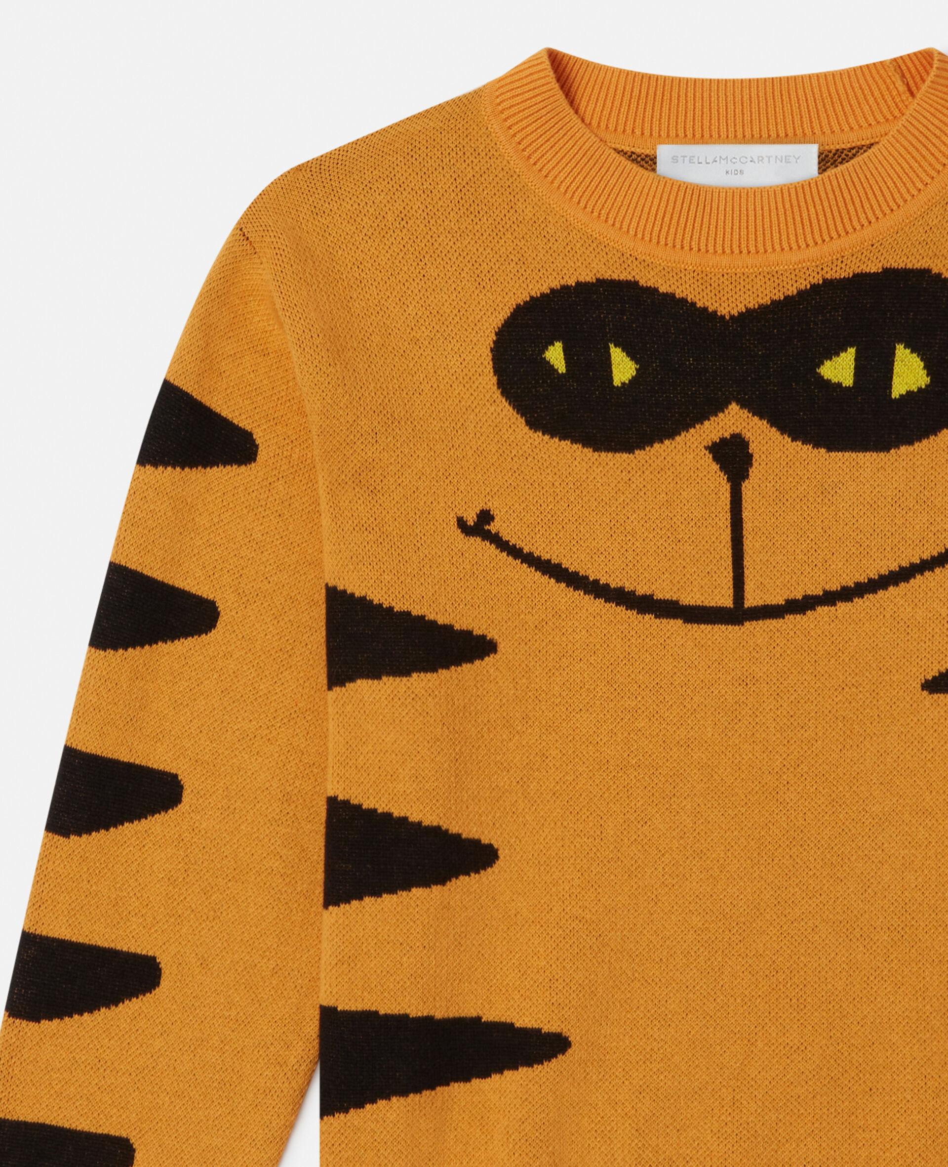 Cat Graphic Knitted Jumper-Orange-large Cat Graphic Knitted Jumper-Orange-large image number 1