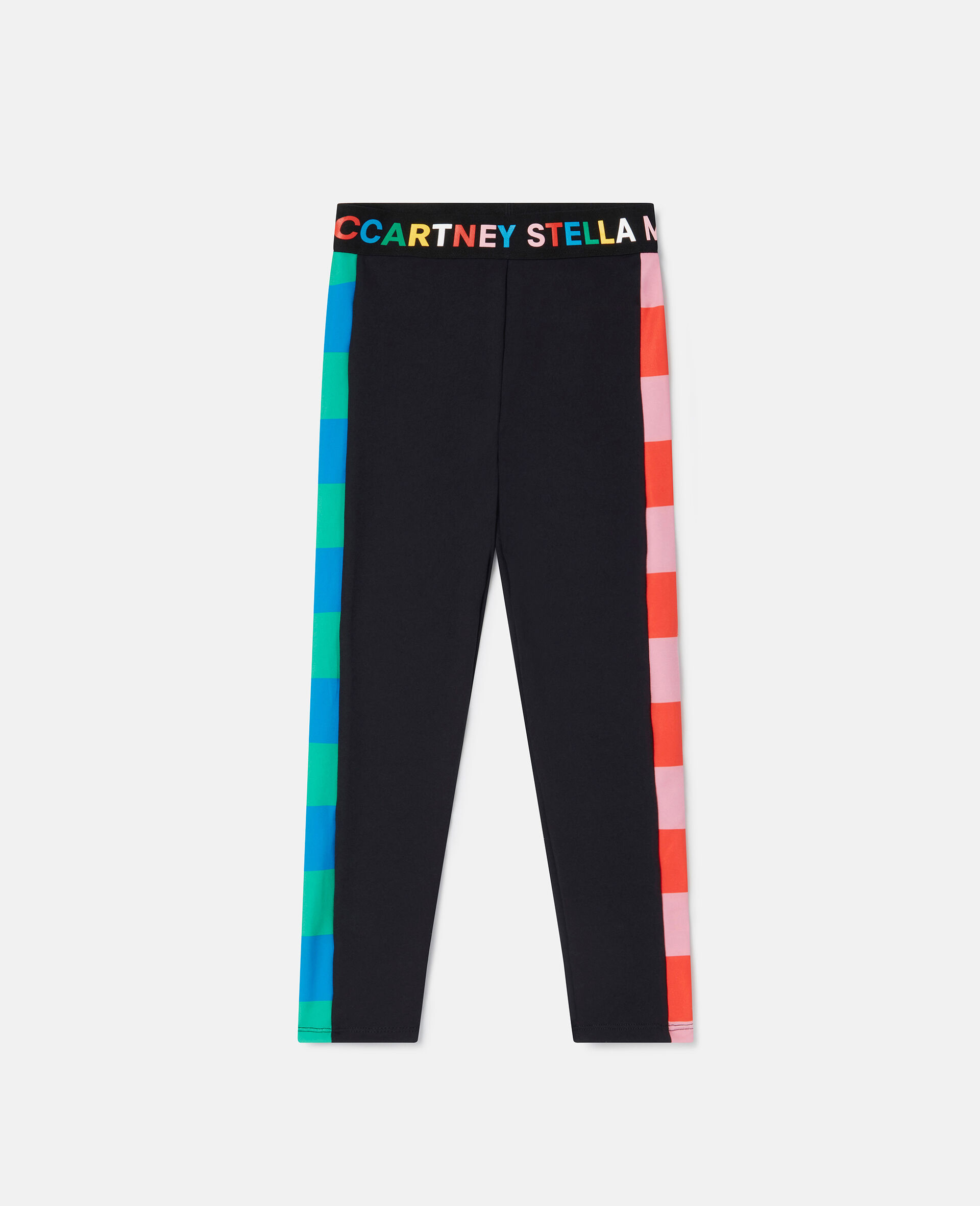 Logo Tape Striped Side Leggings-Black-large image number 0
