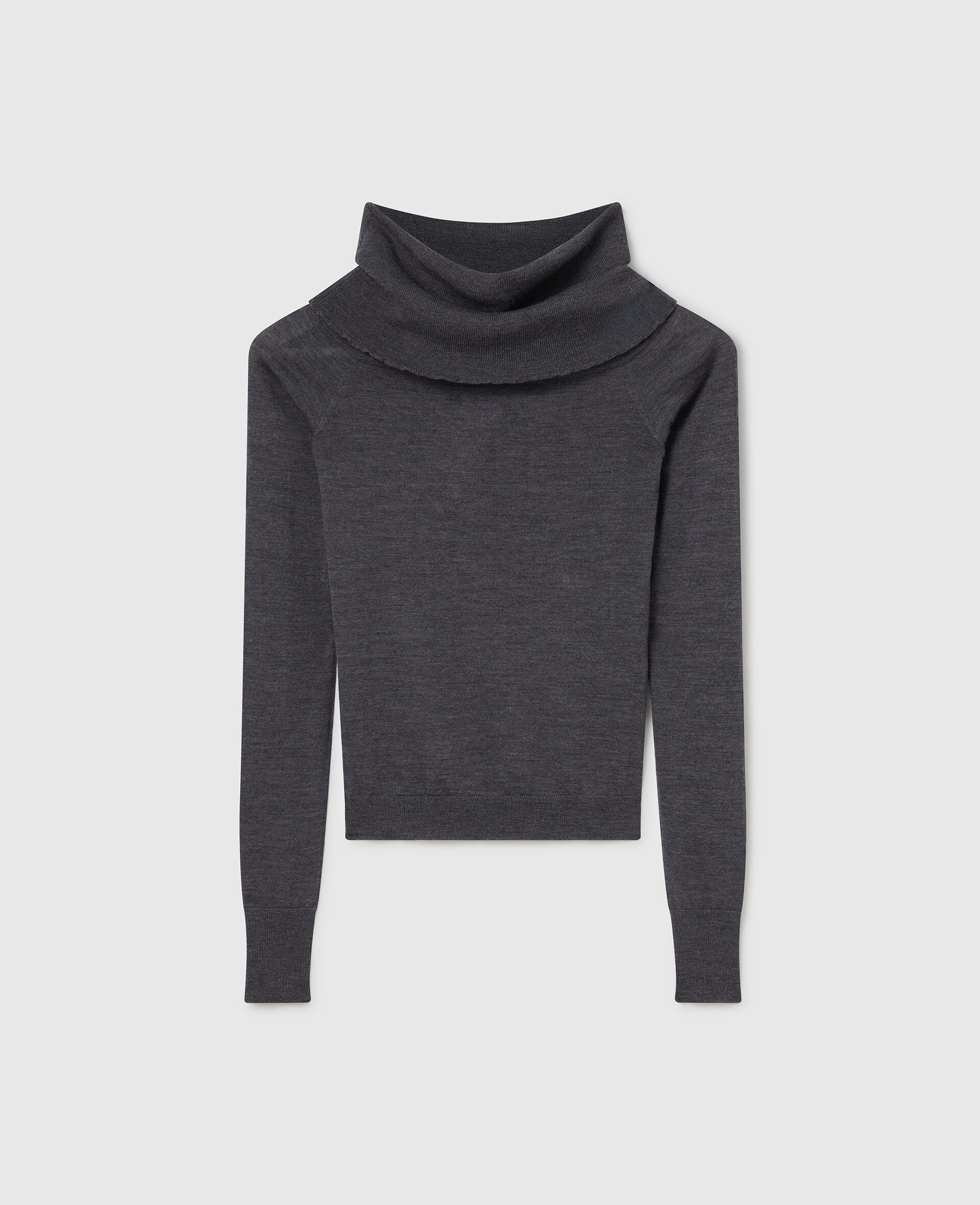 Straight-Neck Long-Sleeve Jumper-Grey-large image number 0