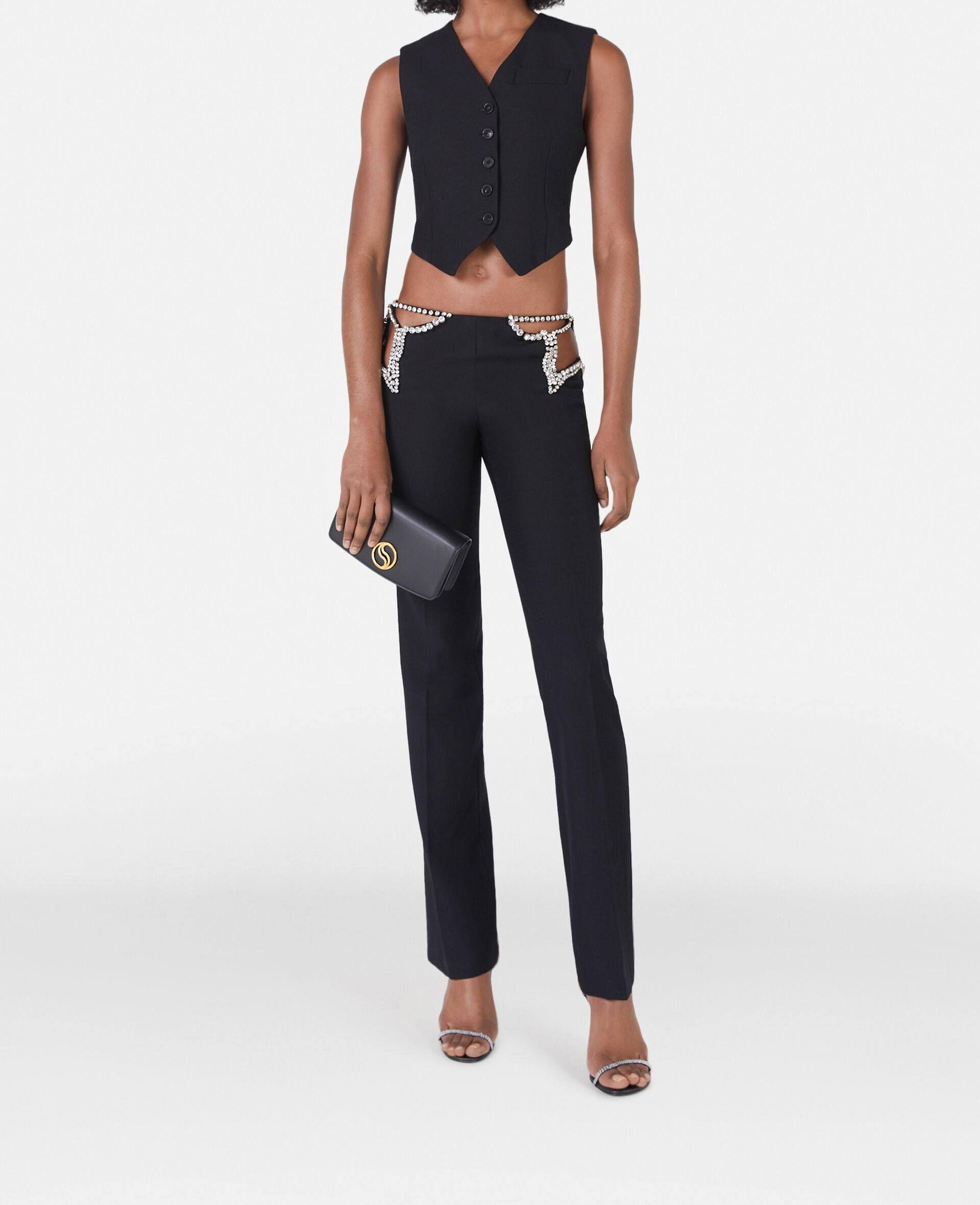 Ultra Low Rise Diamant&eacute; Star Trousers-Black-large image number 1