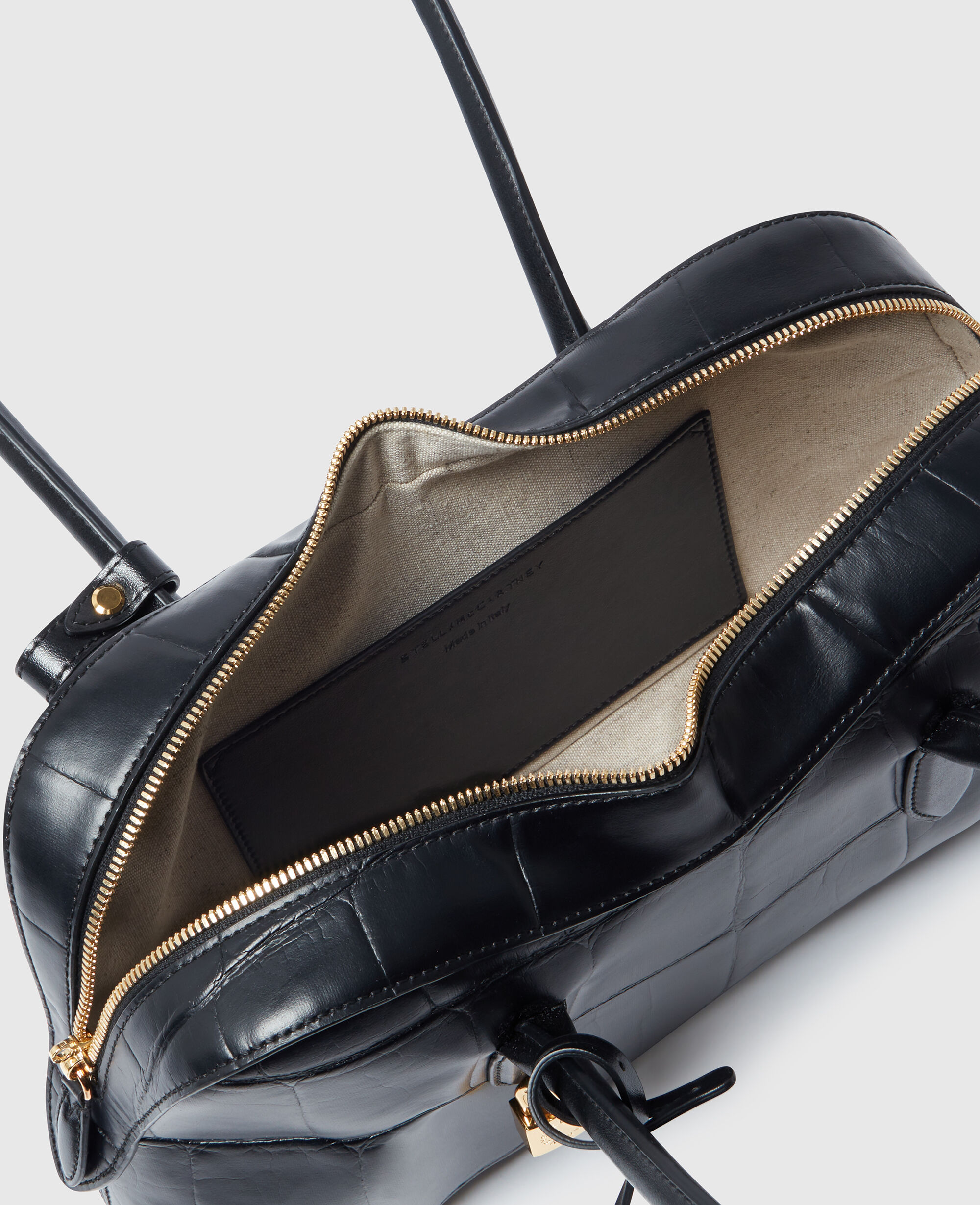 【Stella McCartney】Ryder クロコエンボス ショルダーバッグ Women Black Ryder Crocodile-Embossed Shoulder Bag | Stella
