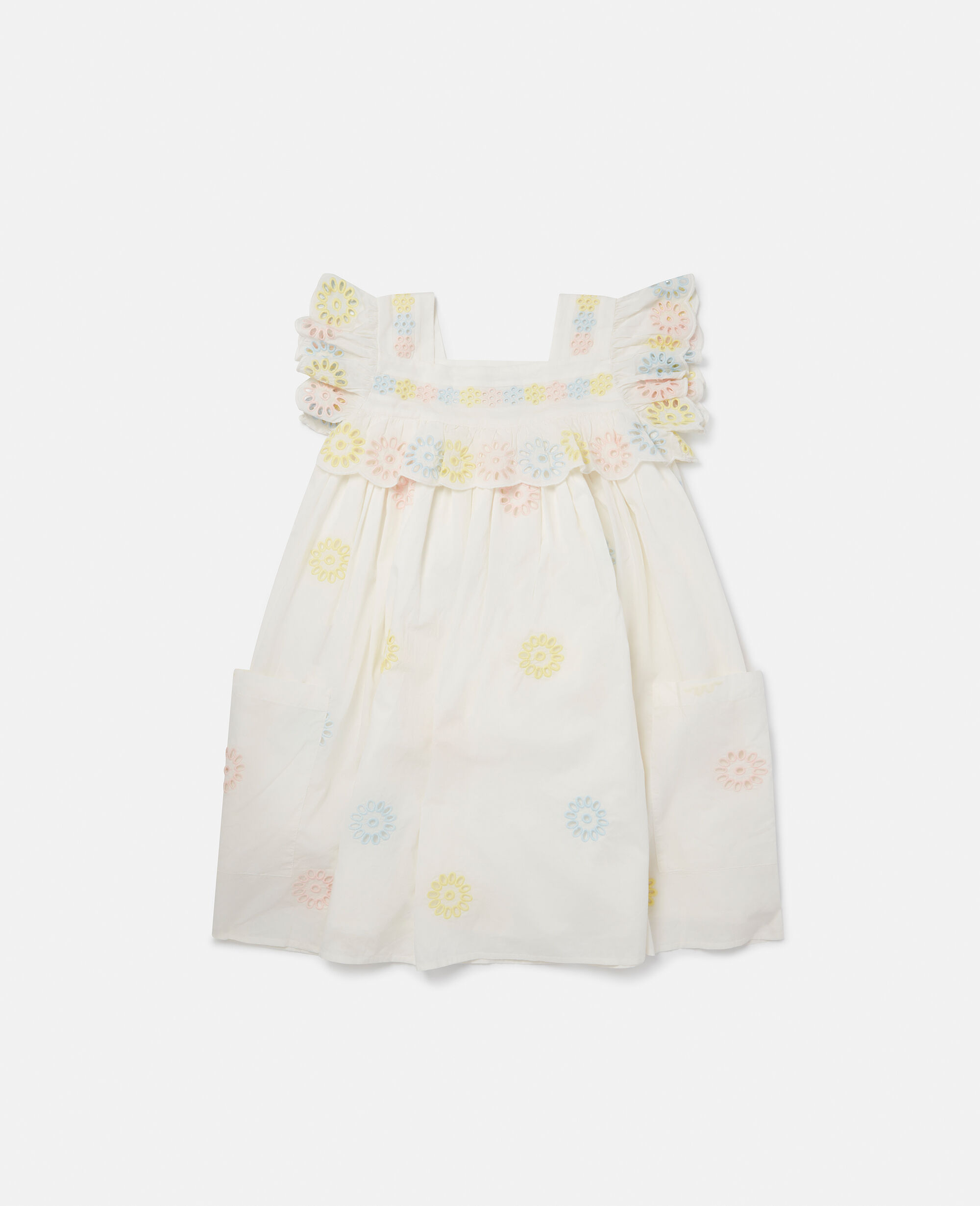 white ruffle trim dress