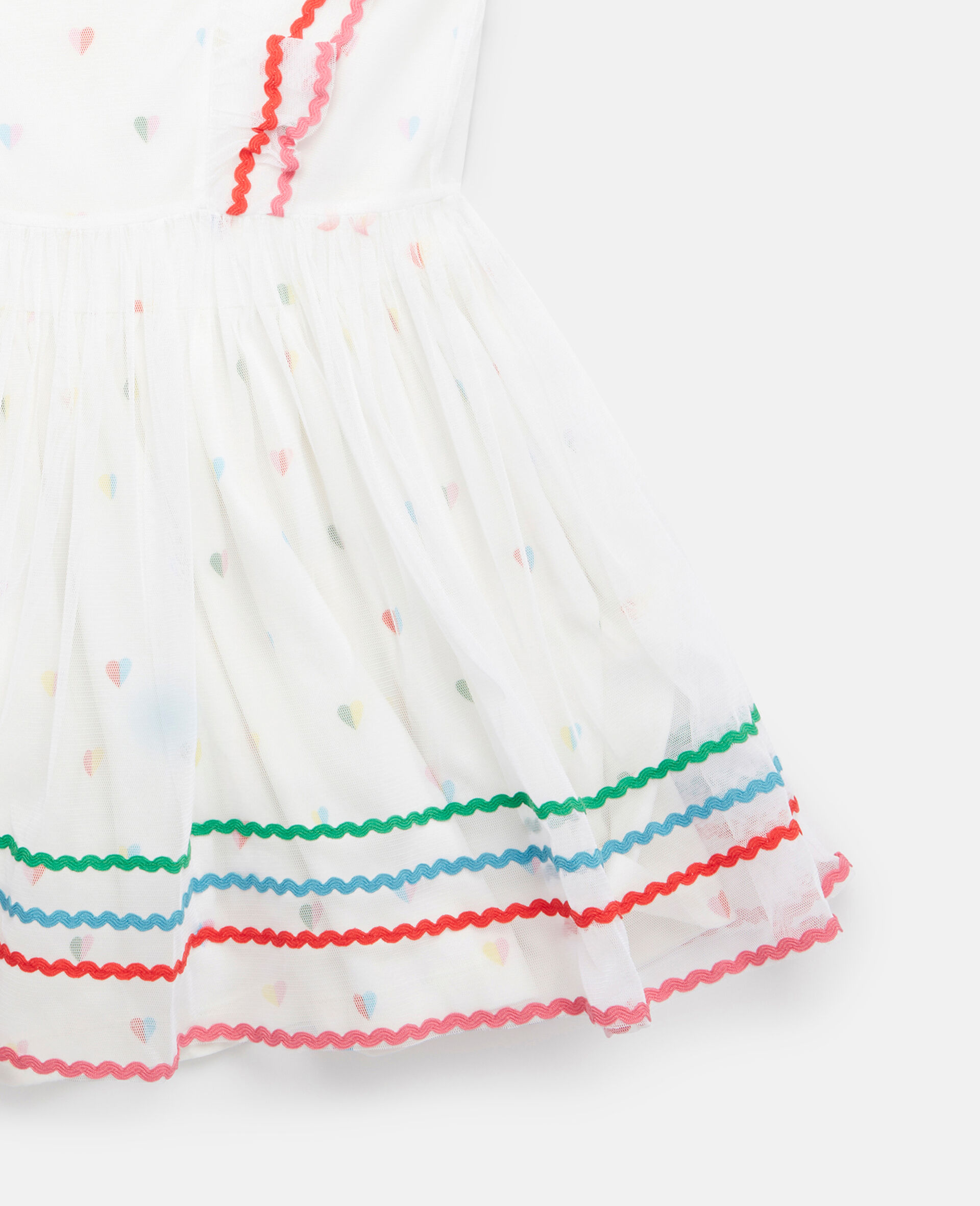 Heart Print Frill Trim Dress-White-large image number 3