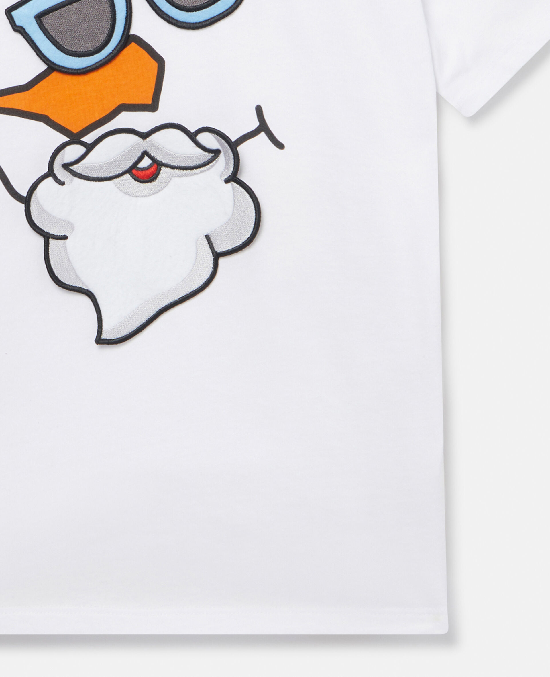 Christmas Snowman Cotton T‐Shirt with Patches-White-large image number 1