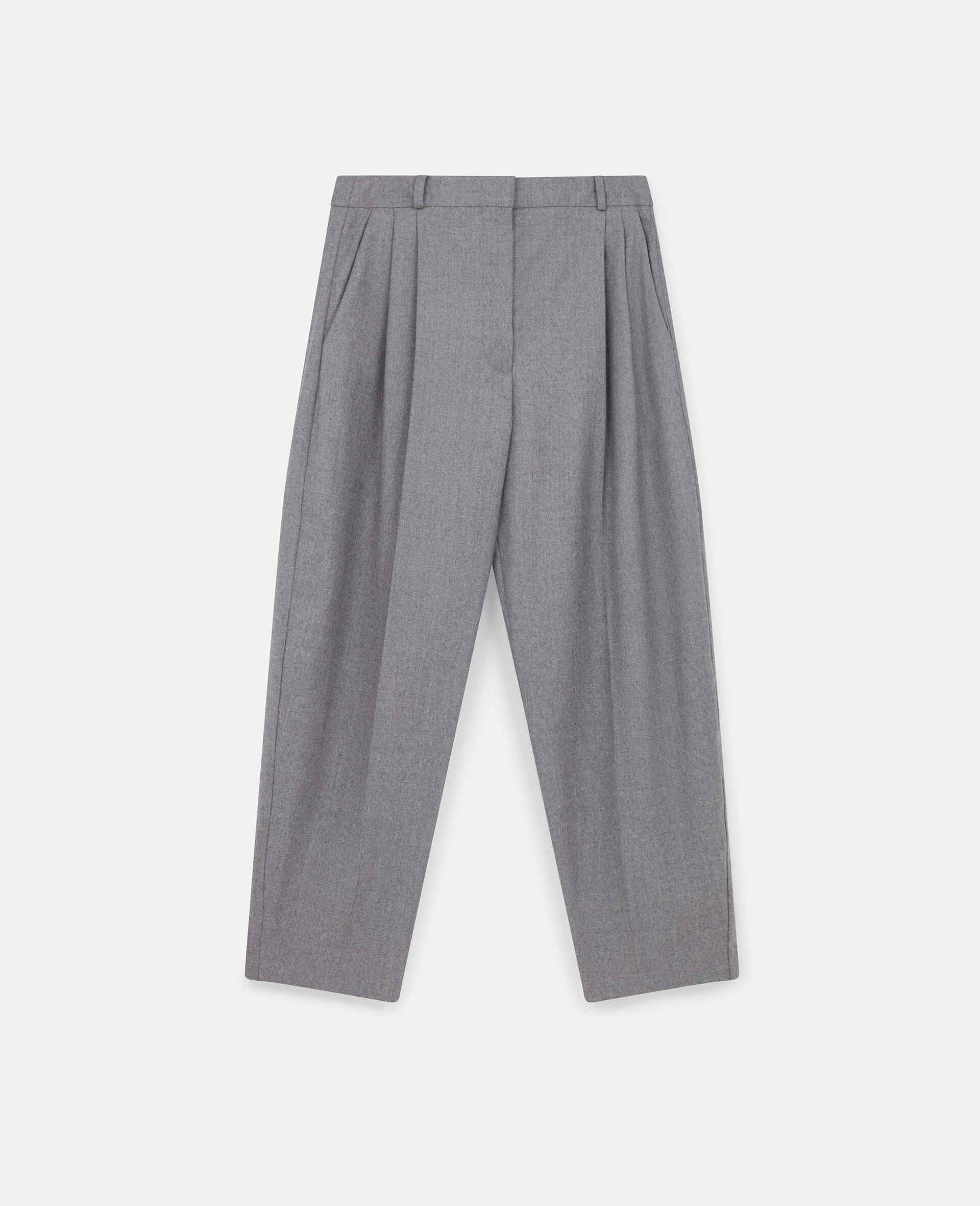 Pleated High-Rise Wool Trousers-Grey-large image number 0