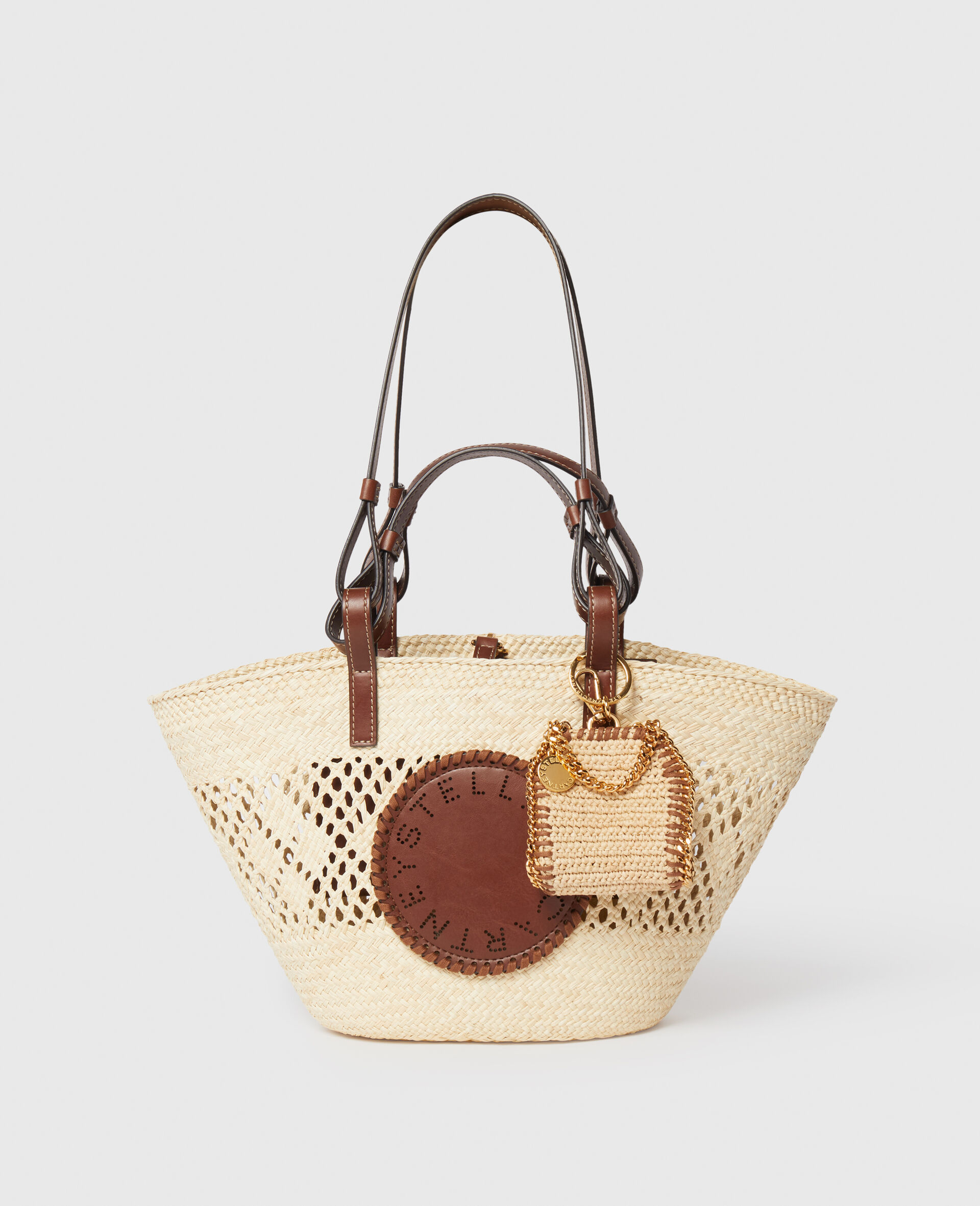 Falabella Raffia AirPods Case Keyring-Beige-large image number 3