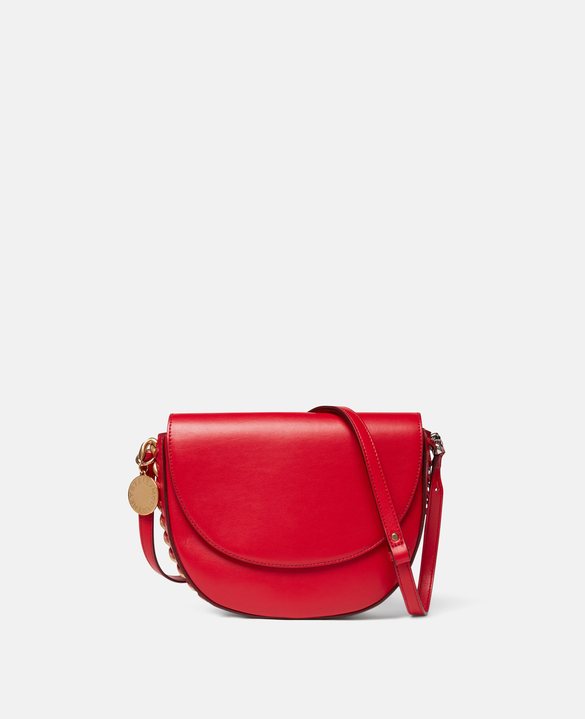 Women Bright Red Frayme Medium Flap Shoulder Bag Stella McCartney NL