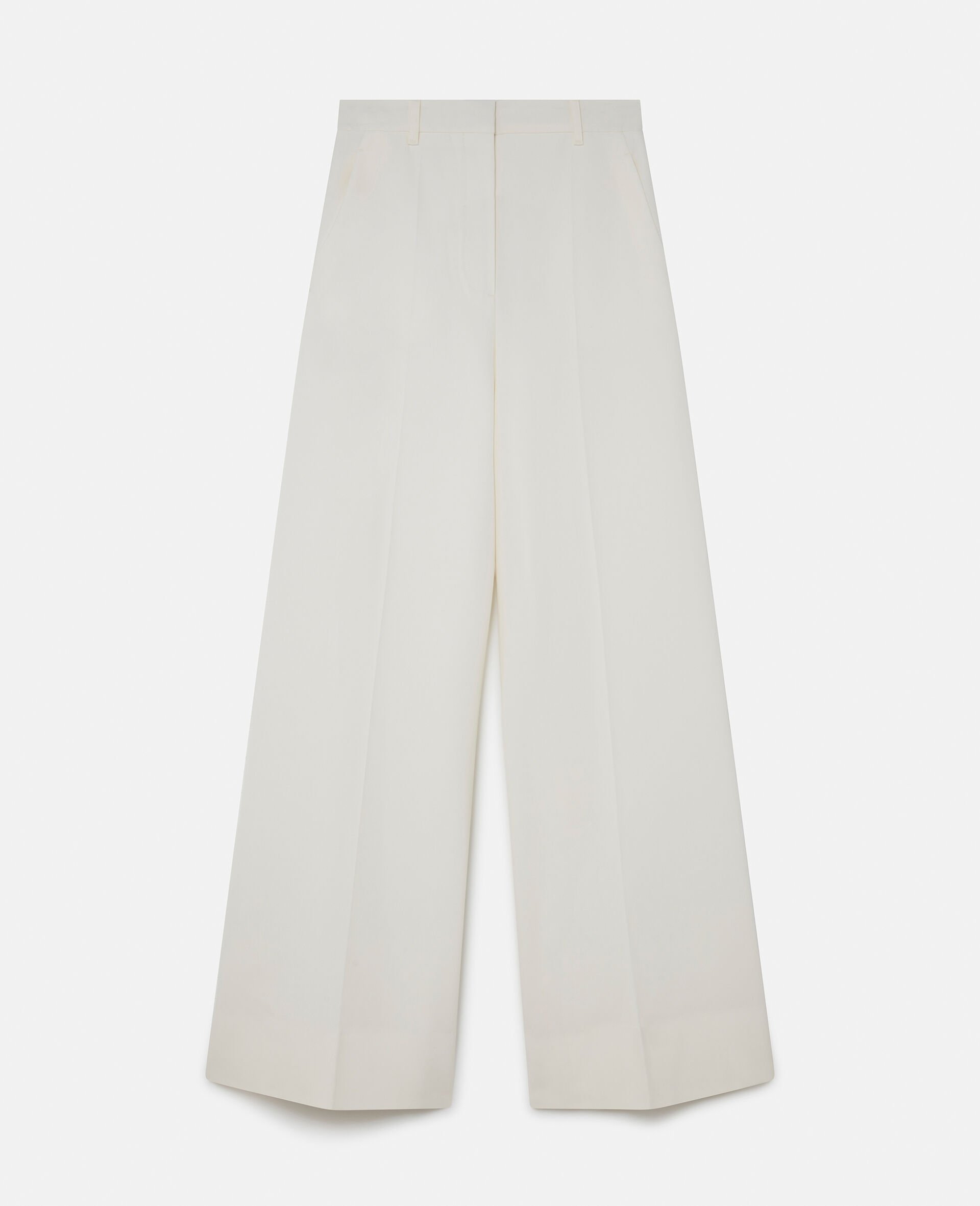 High-Rise Wide-Leg Wool Trousers-Cream-medium