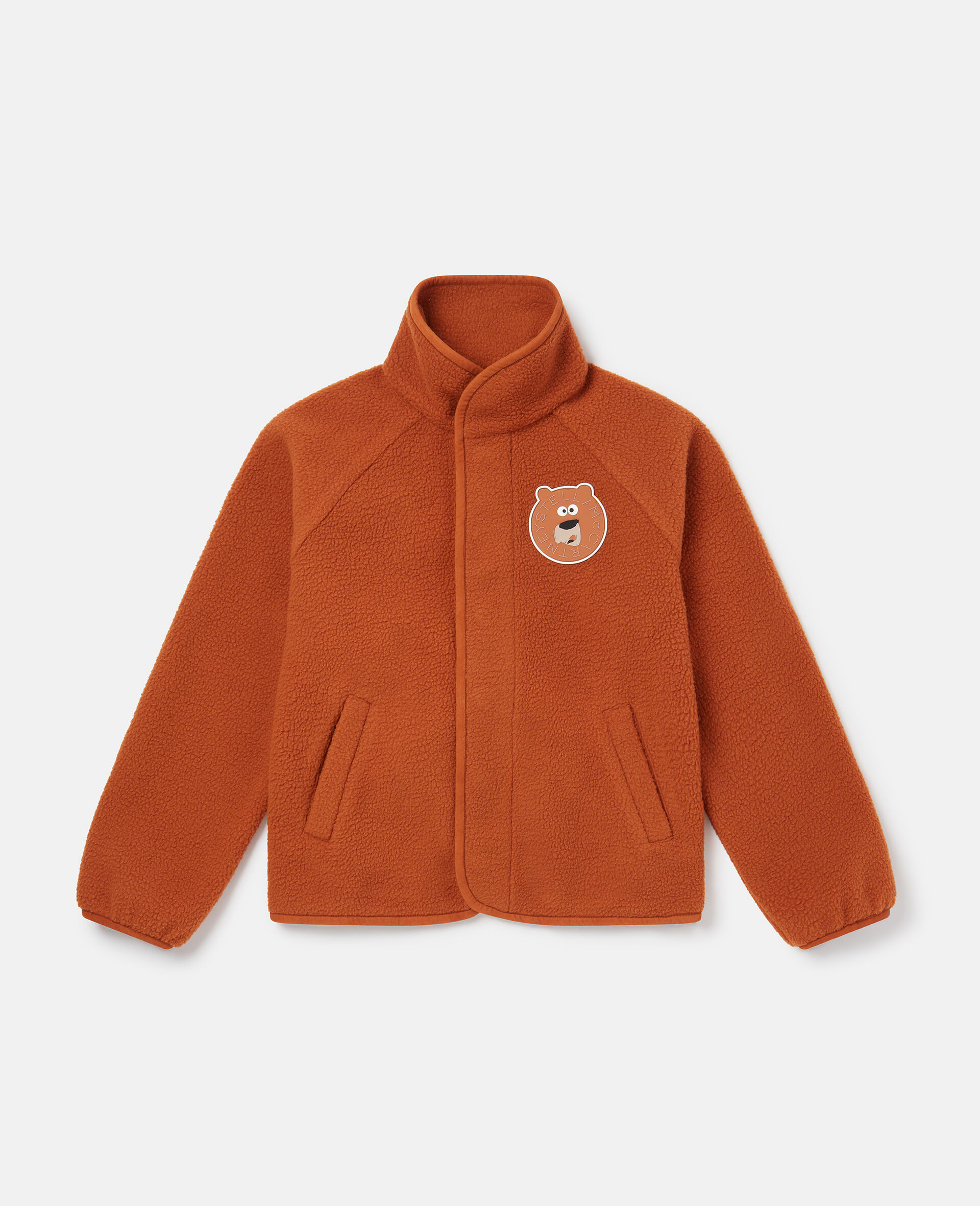 Bear Patch Fleece Jacket-Brown-large image number 0