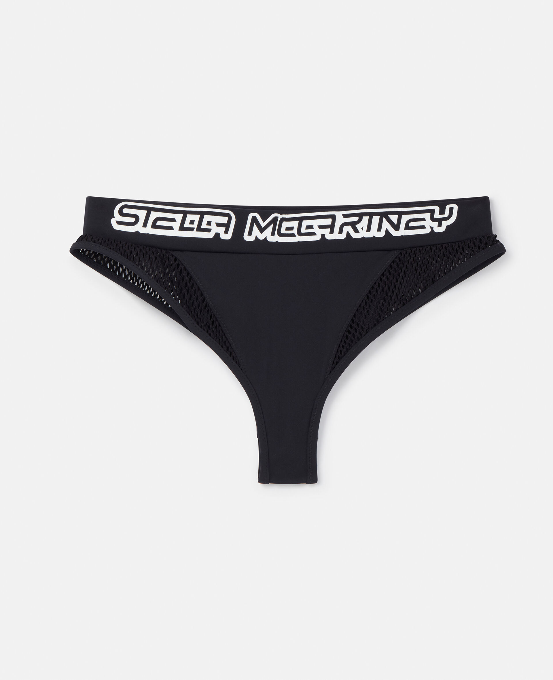 Mesh Logo Brazilian Bikini Briefs-Black-large image number 0