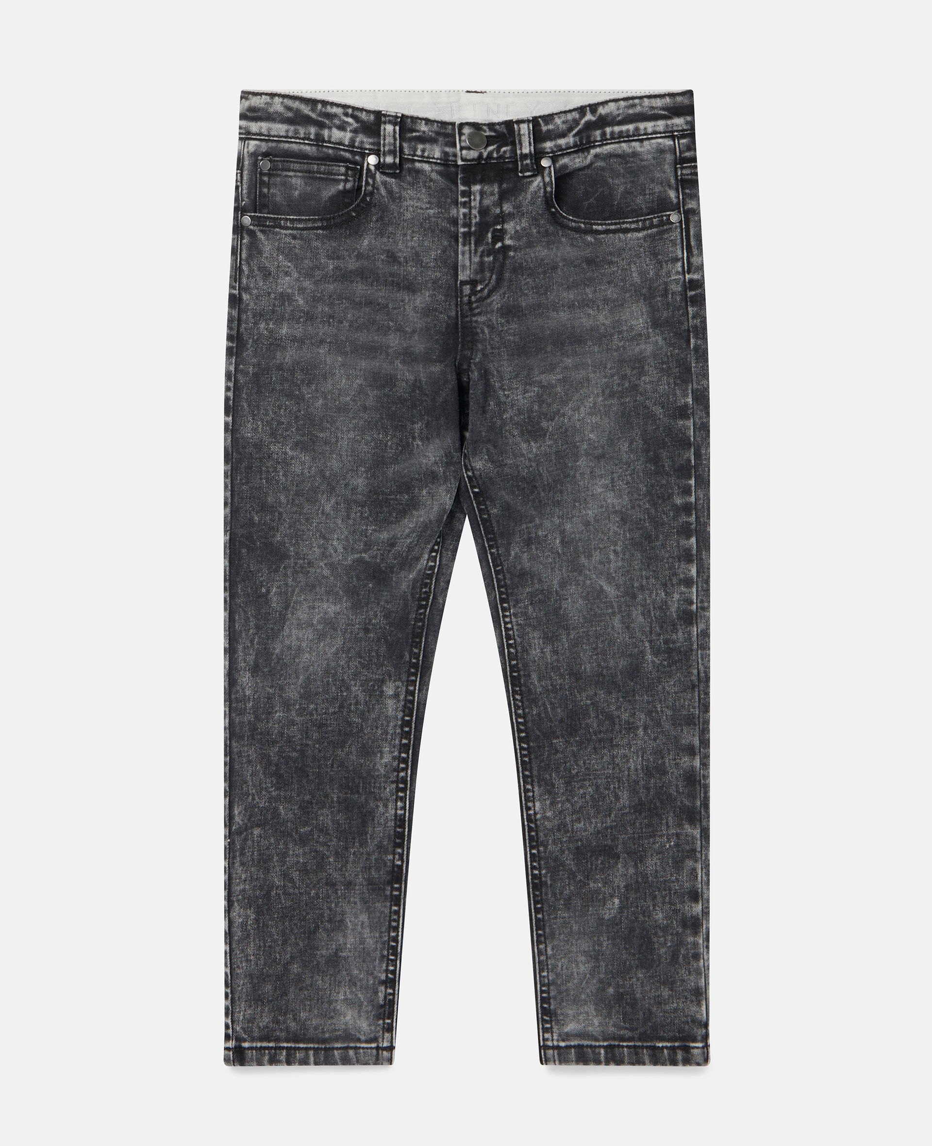 Acid Wash Denim Trousers-Black-large image number 0