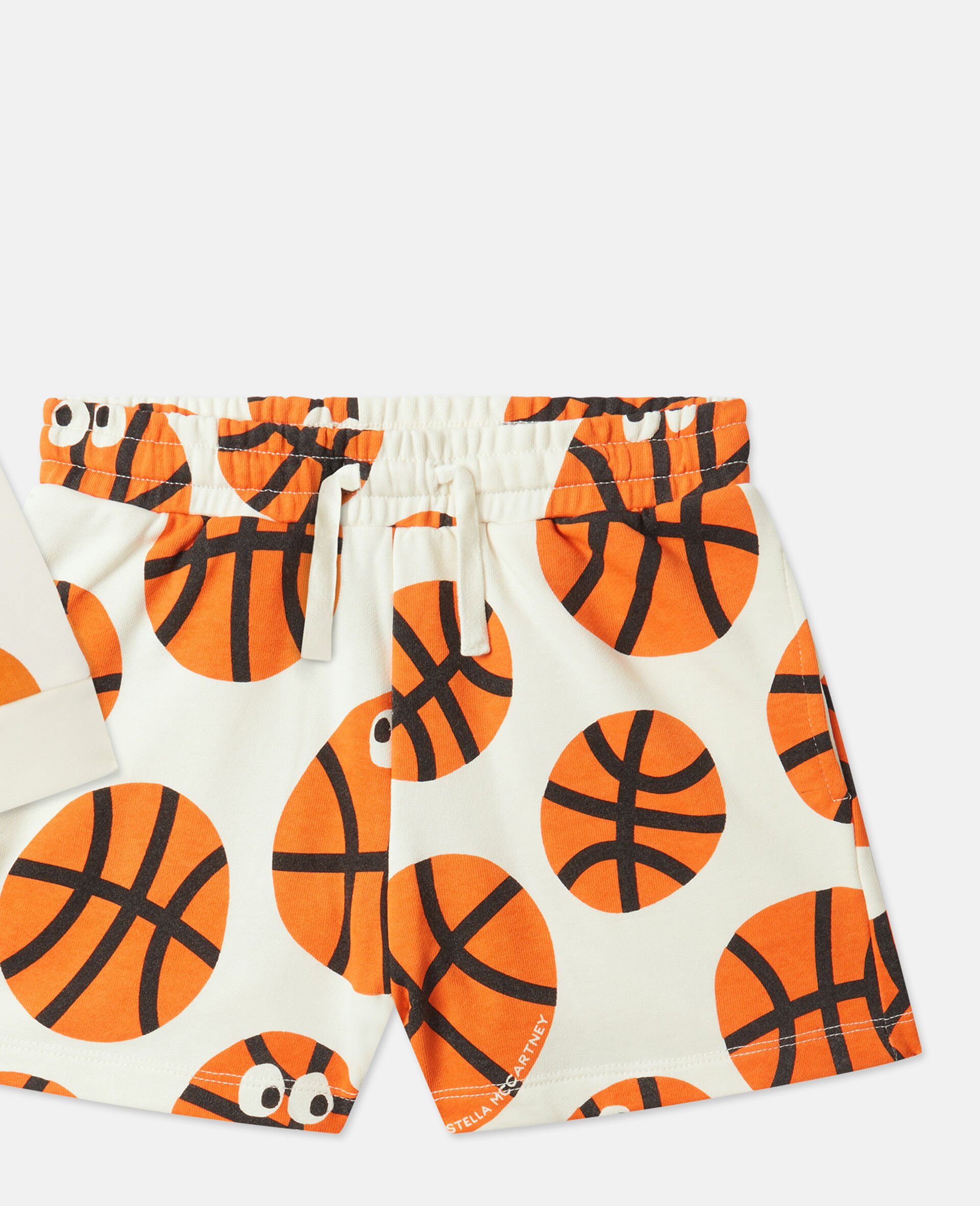 Basketball Print Sweatshirt And Shorts Set-Cream-large image number 3