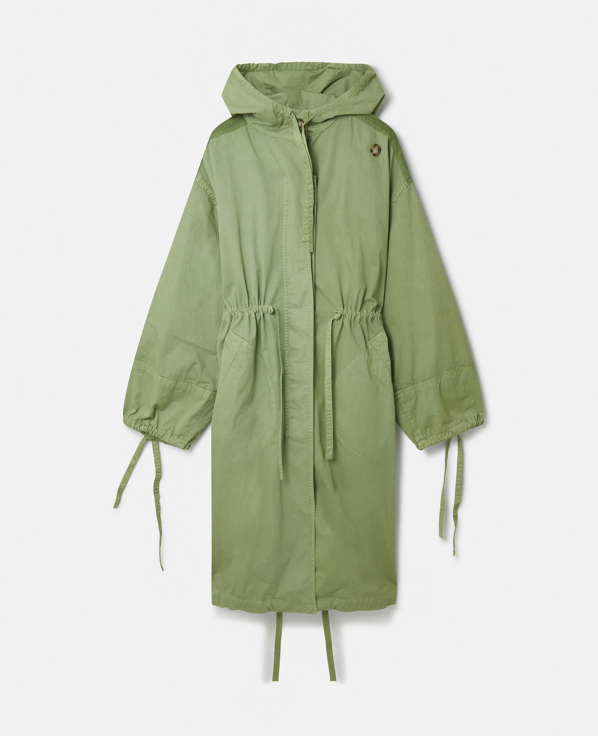 Organic Cotton Drawstring Parka-Green-large image number 0