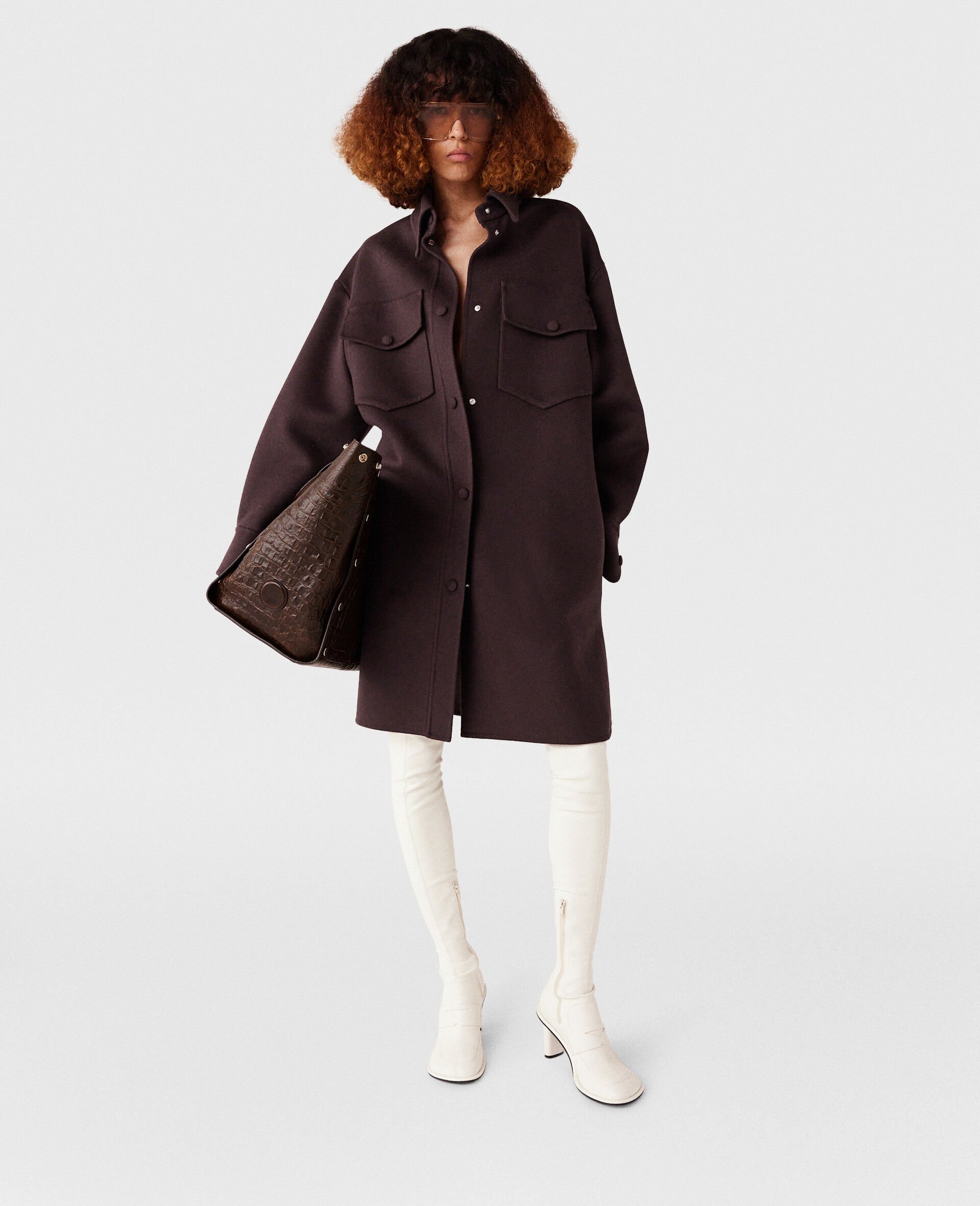 Double-Faced Long-Sleeve Shirt-Brown-model