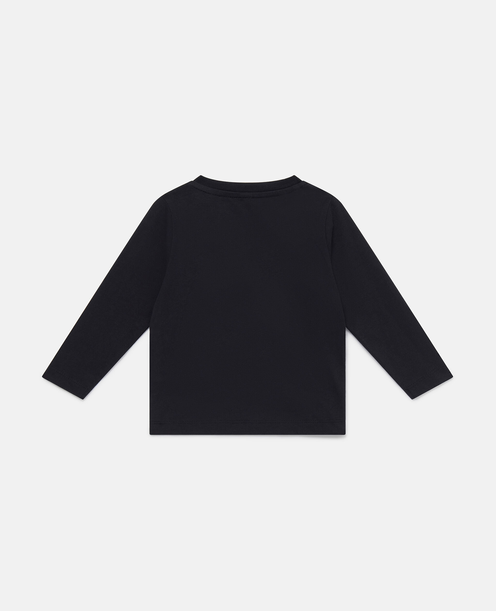 Penguin Motif Long Sleeve T-Shirt-Black-large image number 2