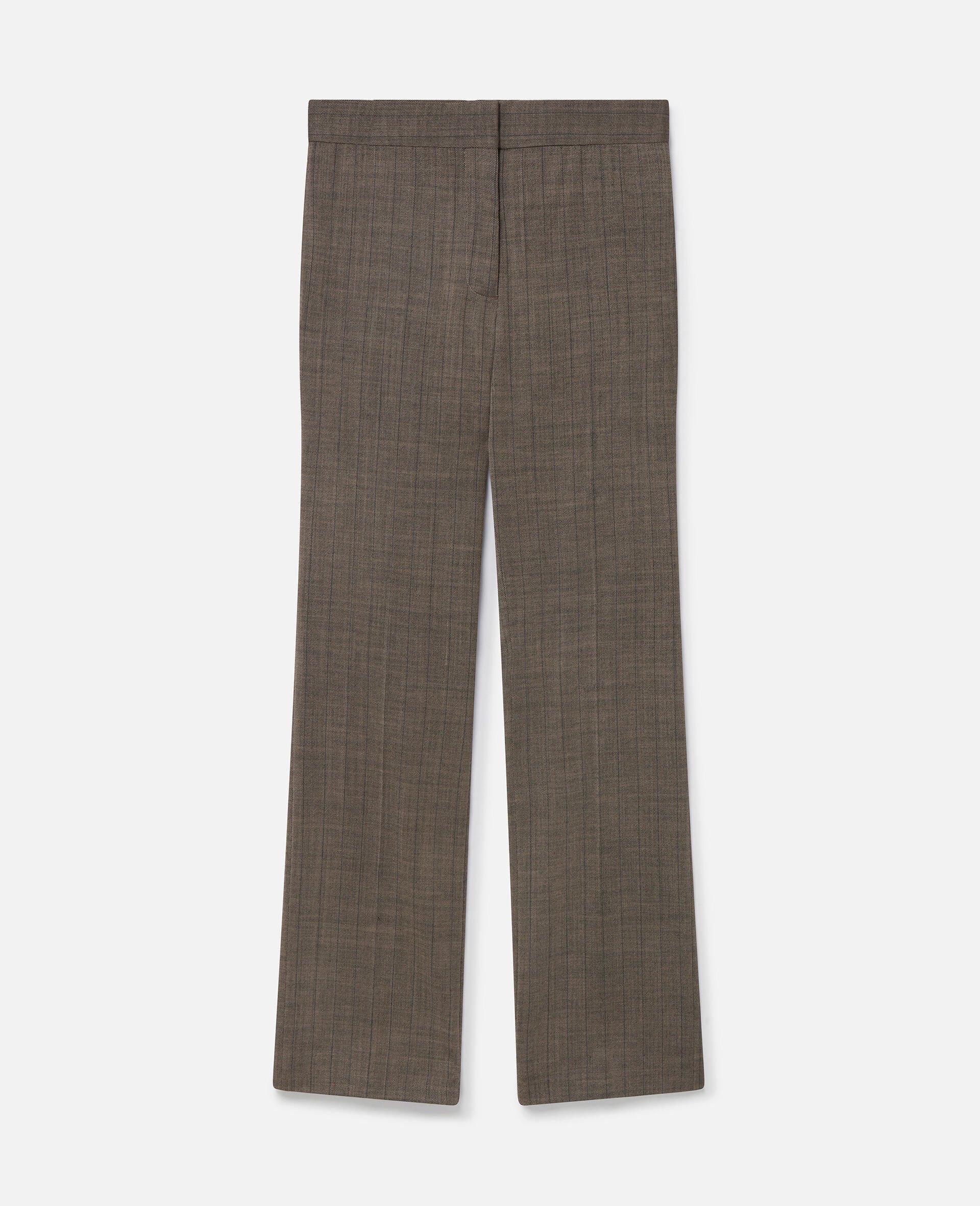 Pinstripe Mid-Rise Straight-Leg Wool Trousers -Grey-medium
