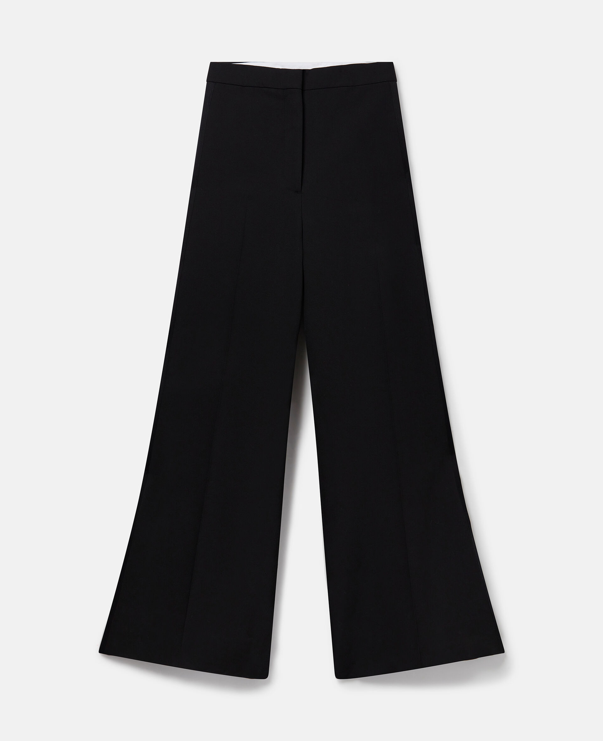 Women Midnight black Pleated High-Rise Wide-Leg Wool Trousers 
