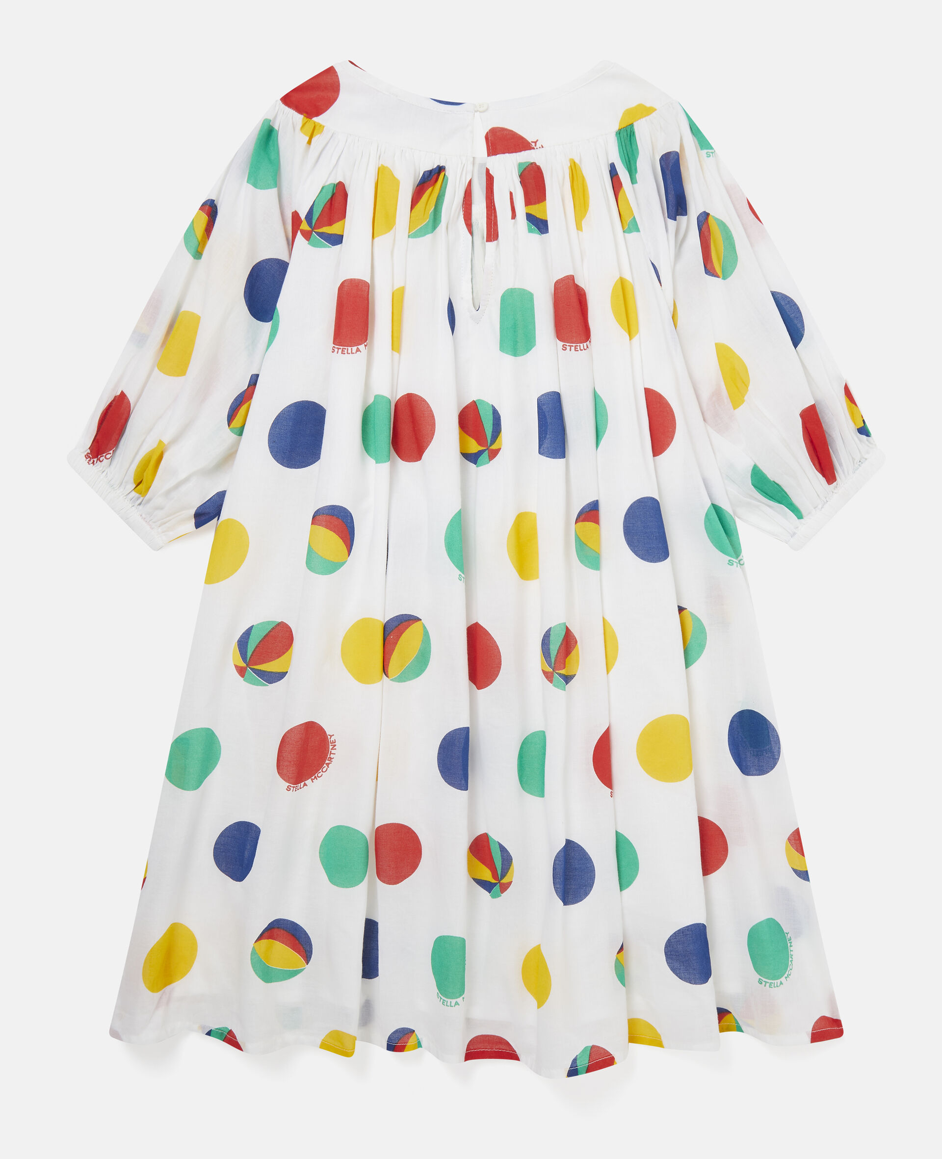 Beach Balls Print Cotton Dress-White-large image number 2