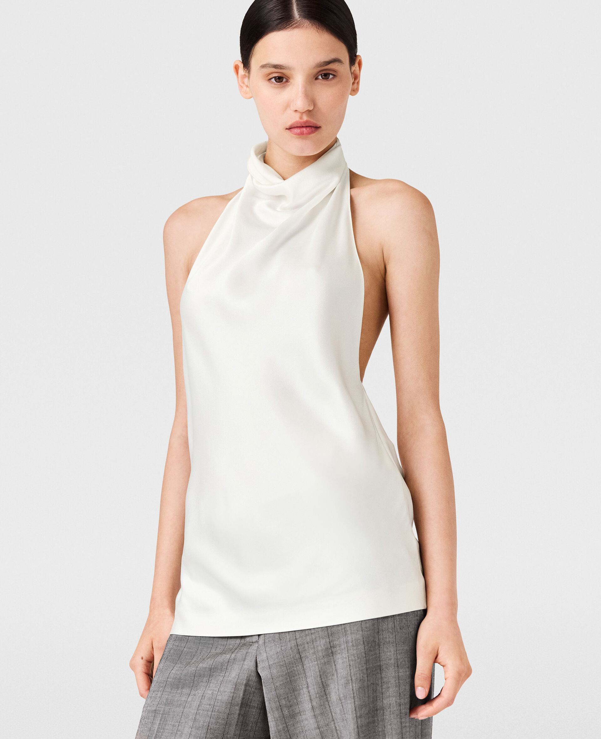 Satin halterneck Top-Rosso-large image number 5