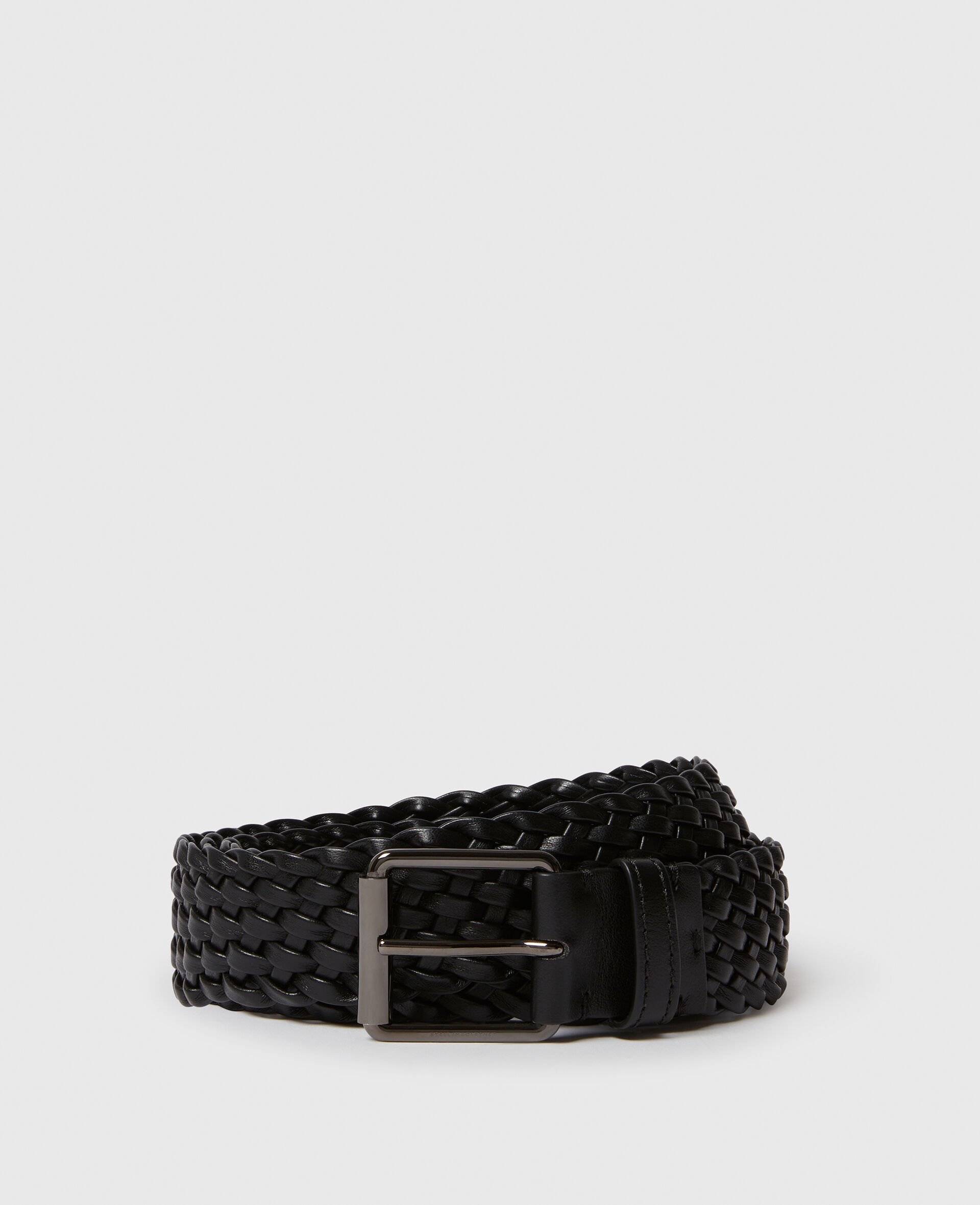 Woven Buckle Belt -Black-medium