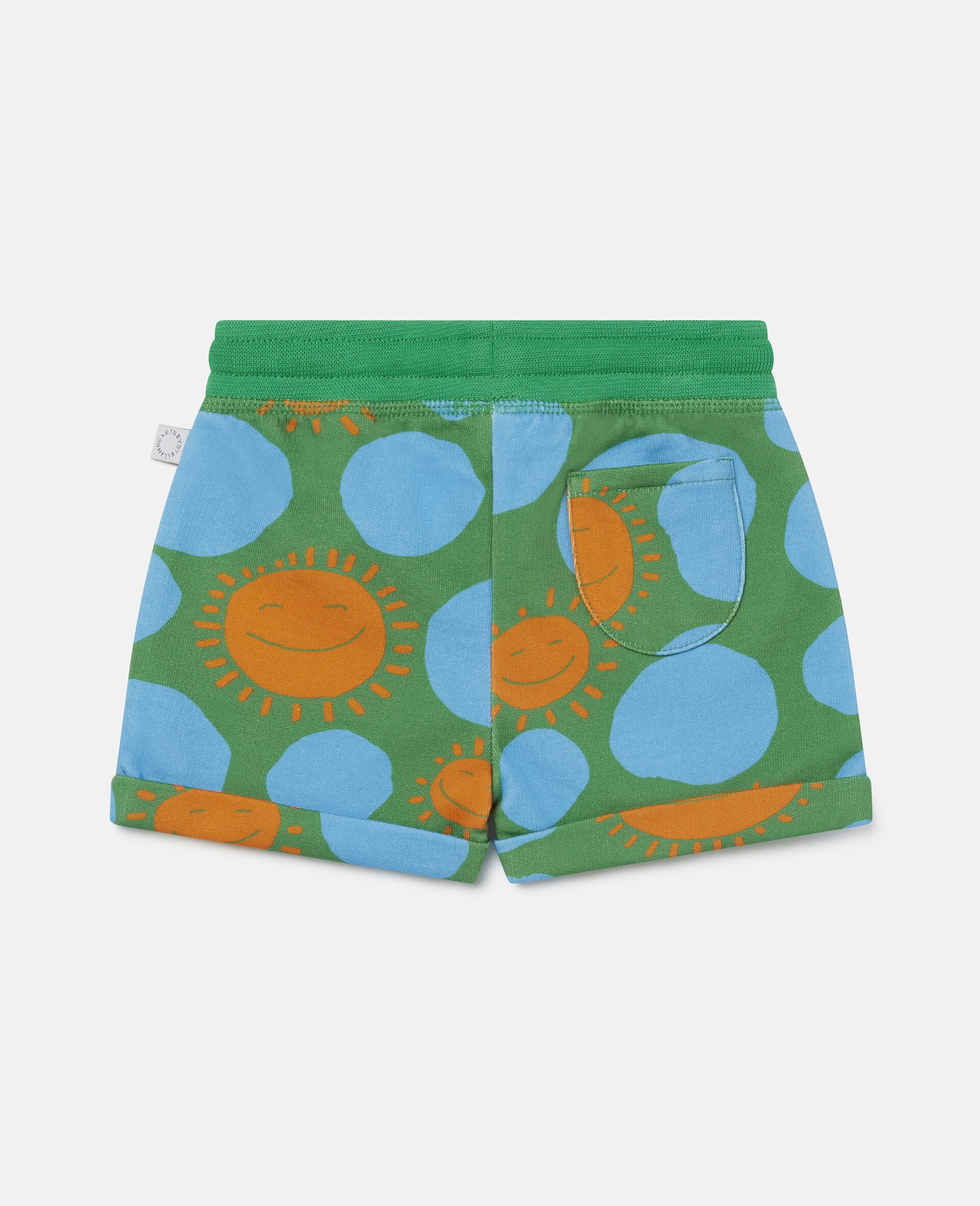 Sun Dot Print Cotton Fleece Shorts -Green-large Sun Dot Print Cotton Fleece Shorts -Green-large image number 2