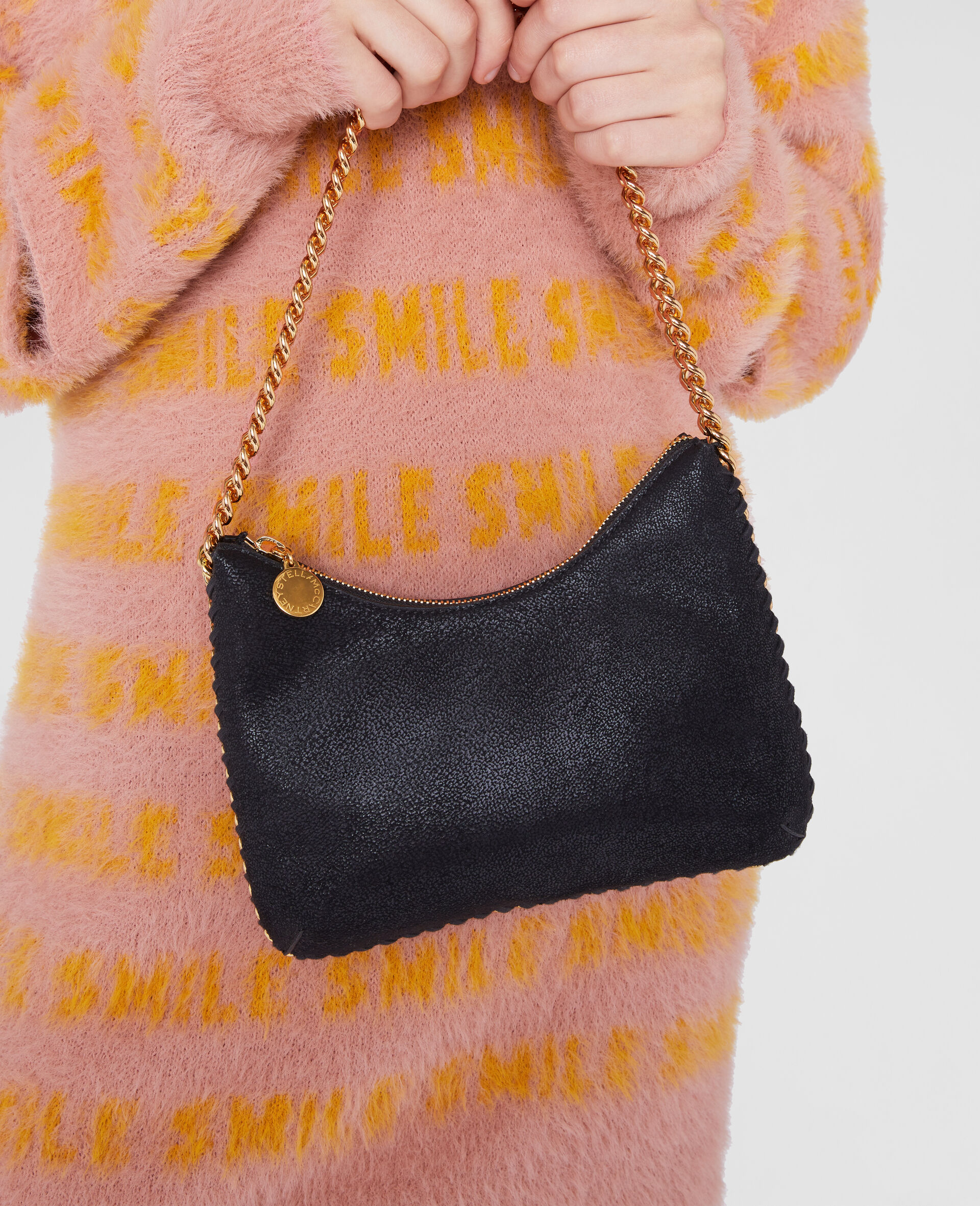 Falabella Zipped Mini Shoulder Bag -Black-large image number 3