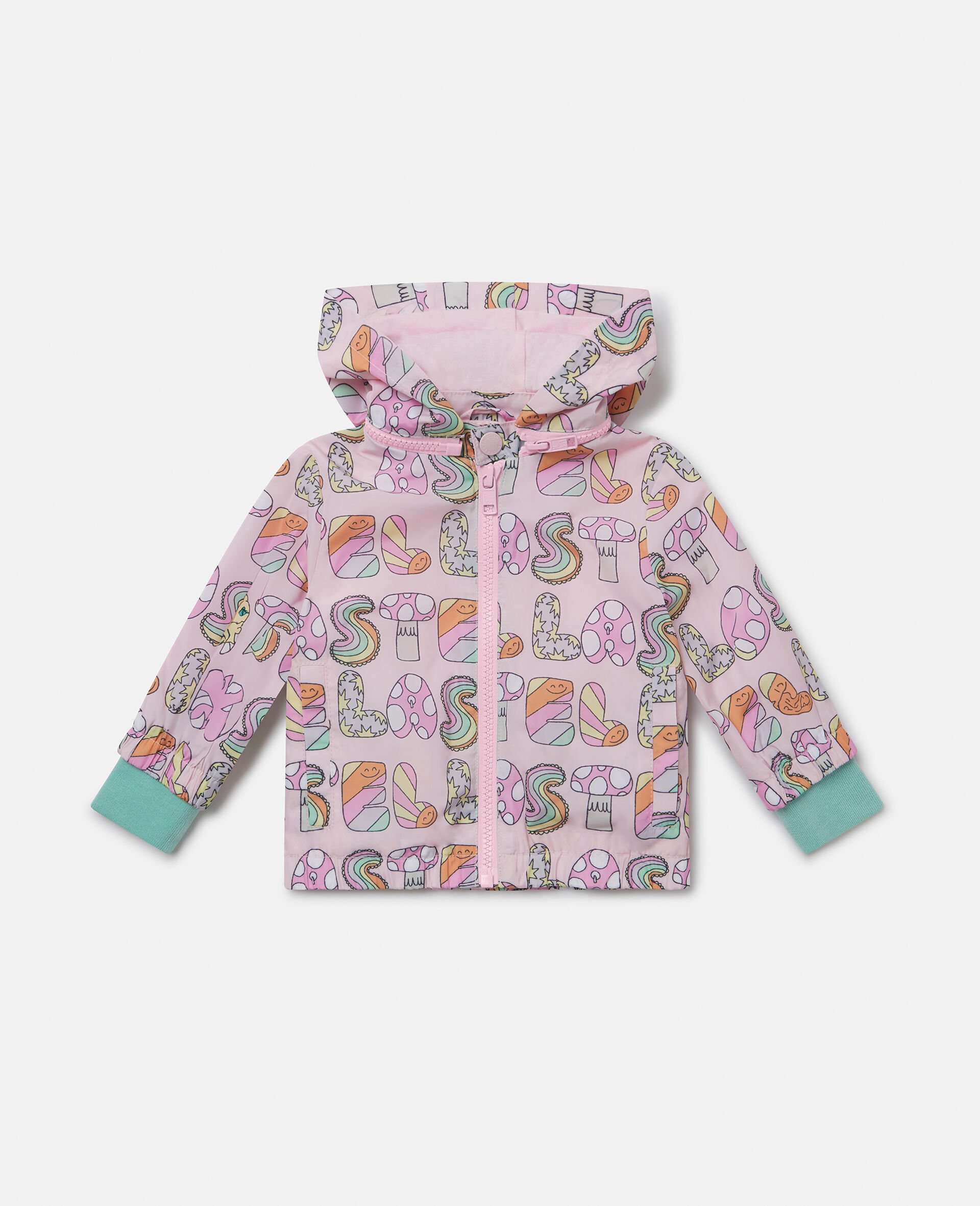 Stella Woodland Lettering Hooded Raincoat-Pink-medium