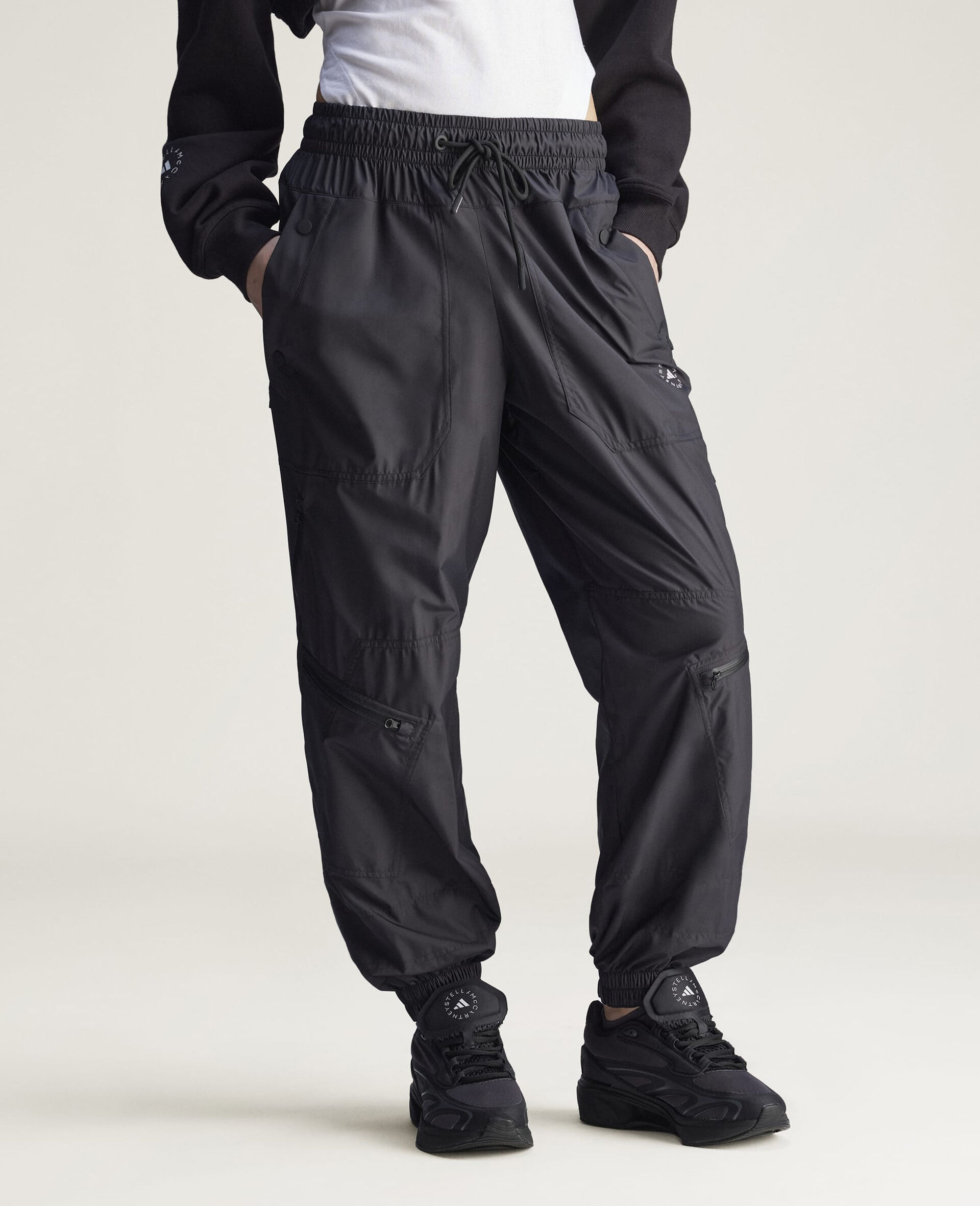 Zip Woven Trackpants-Black-large image number 4