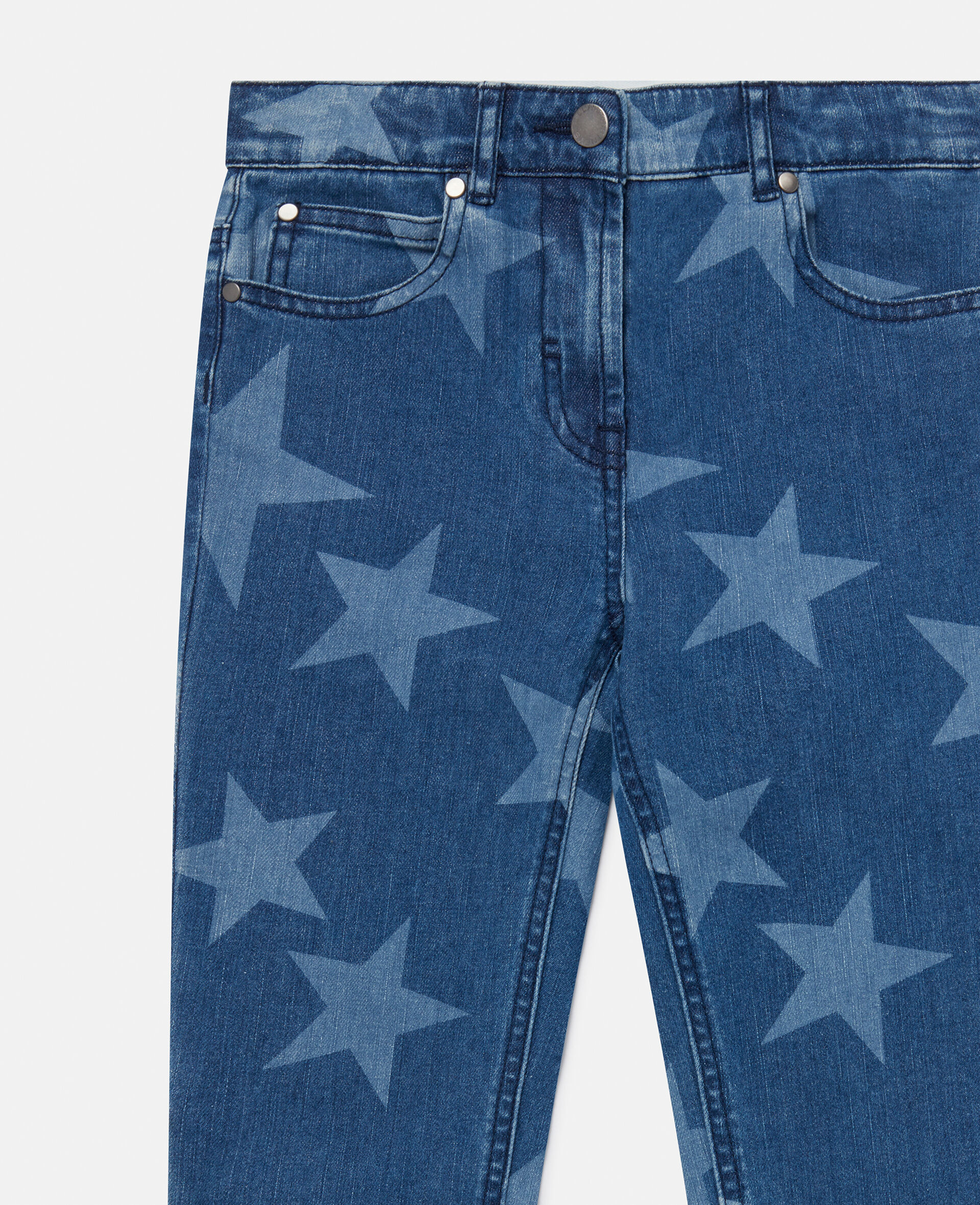 Star Print Skinny Jeans-Blue-model
