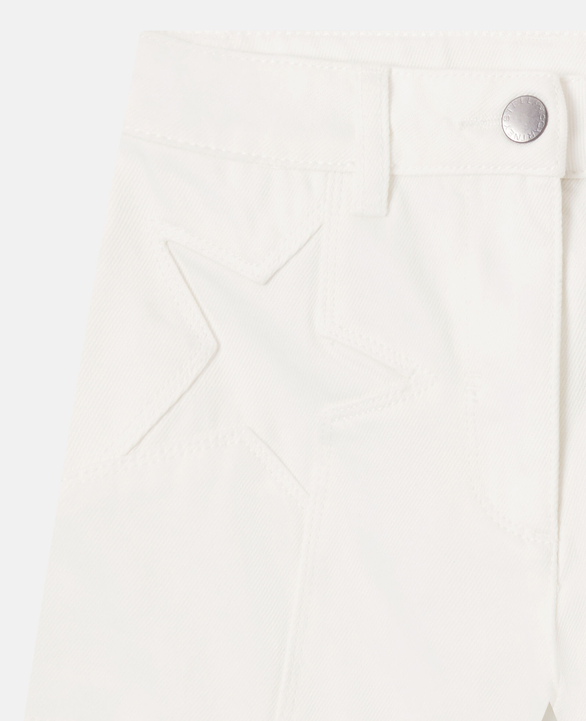 Star Graphic Gabardine Shorts-White-medium