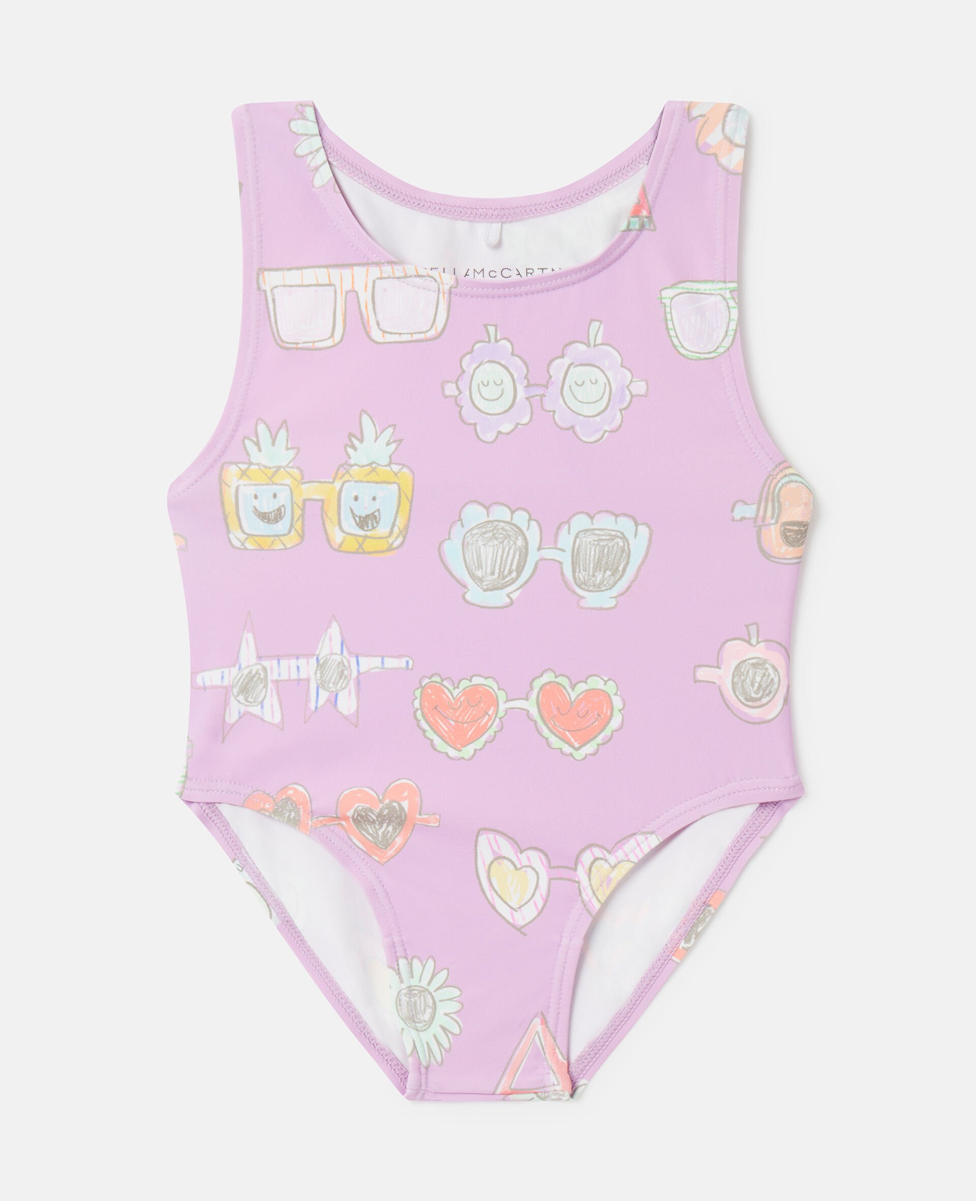 Sunglasses Doodle Print Swimsuit-Pink-model