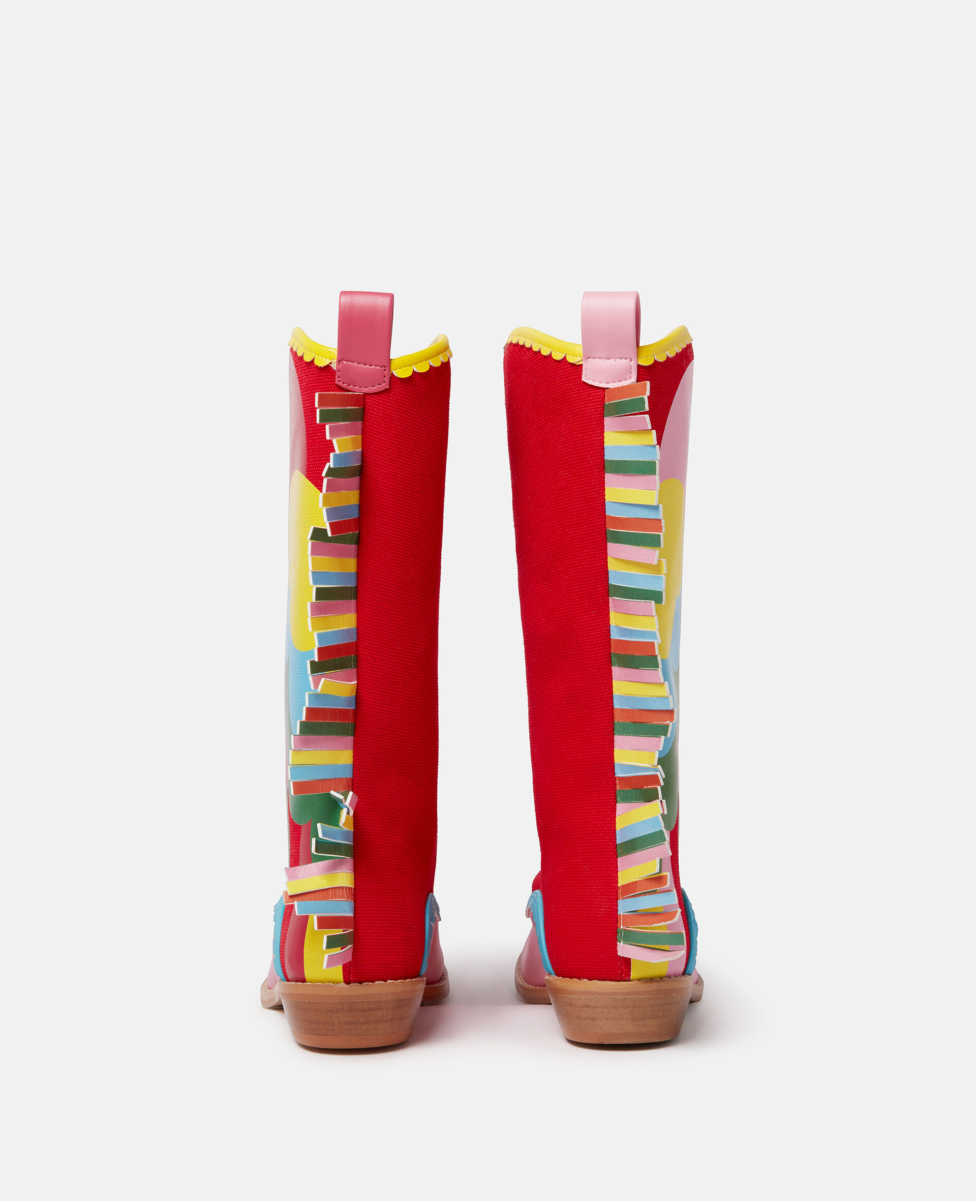 Parrot Print Fringed Cowboy Boots-Multicolour-large image number 2