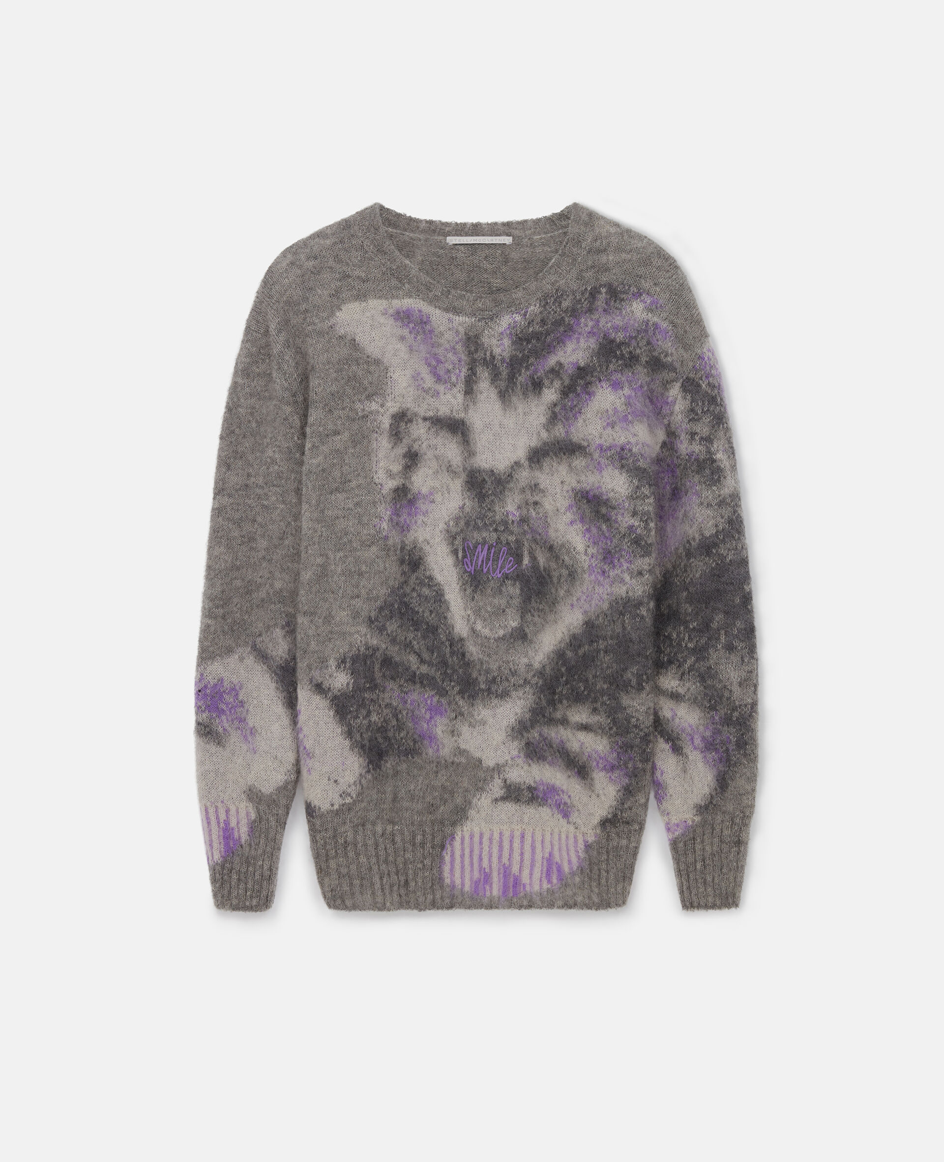 Kitten Graphic Knit Jumper-Grey-large image number 0