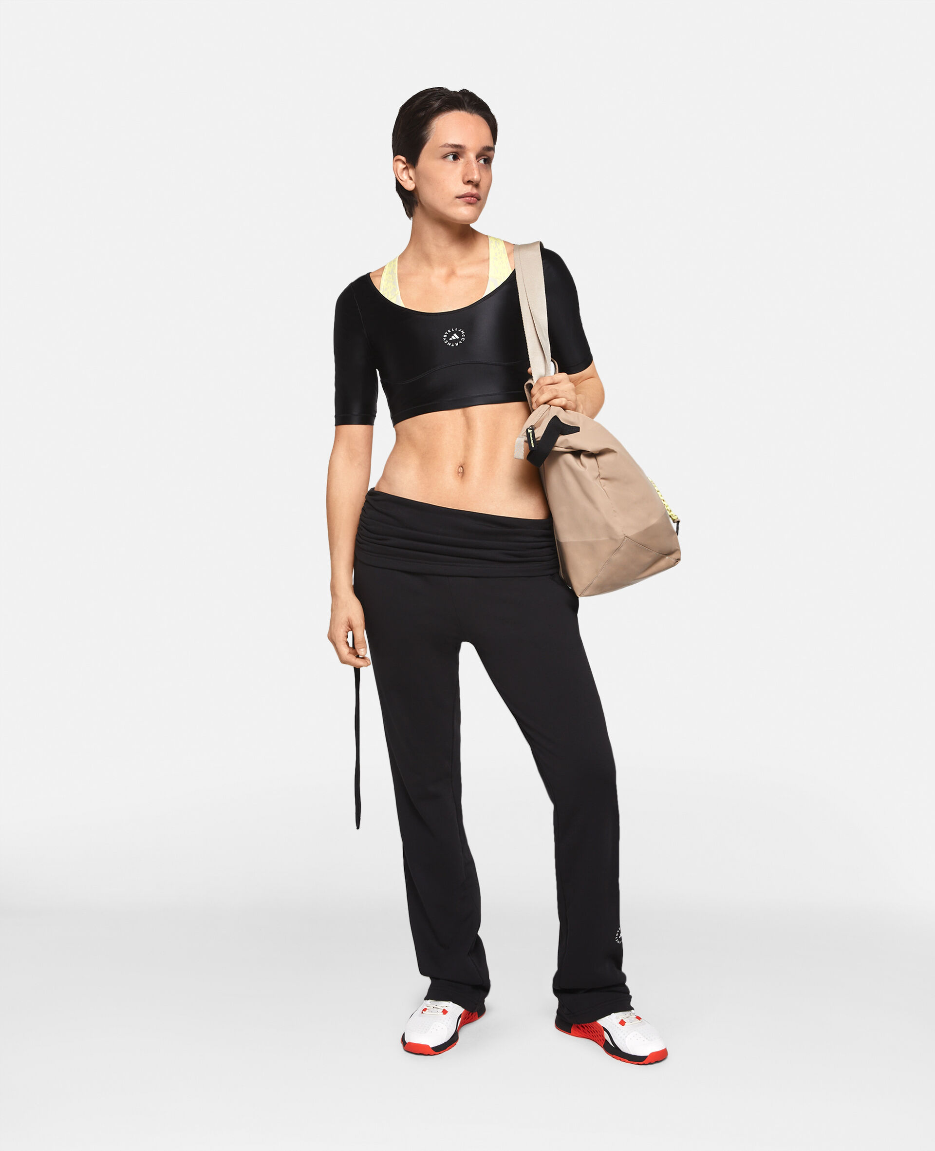 TrueLife  Scoop Neck Crop Top-Black-model
